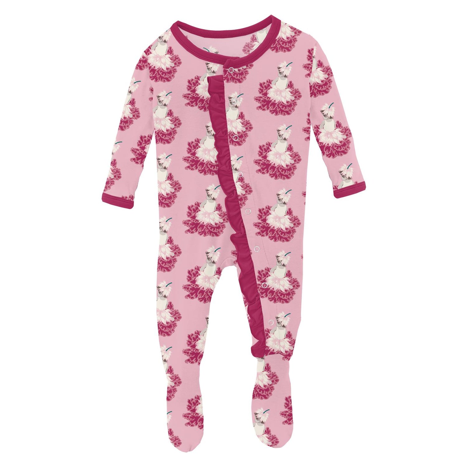 Print Classic Ruffle Footie with Snaps in Cake Pop Thumbelina