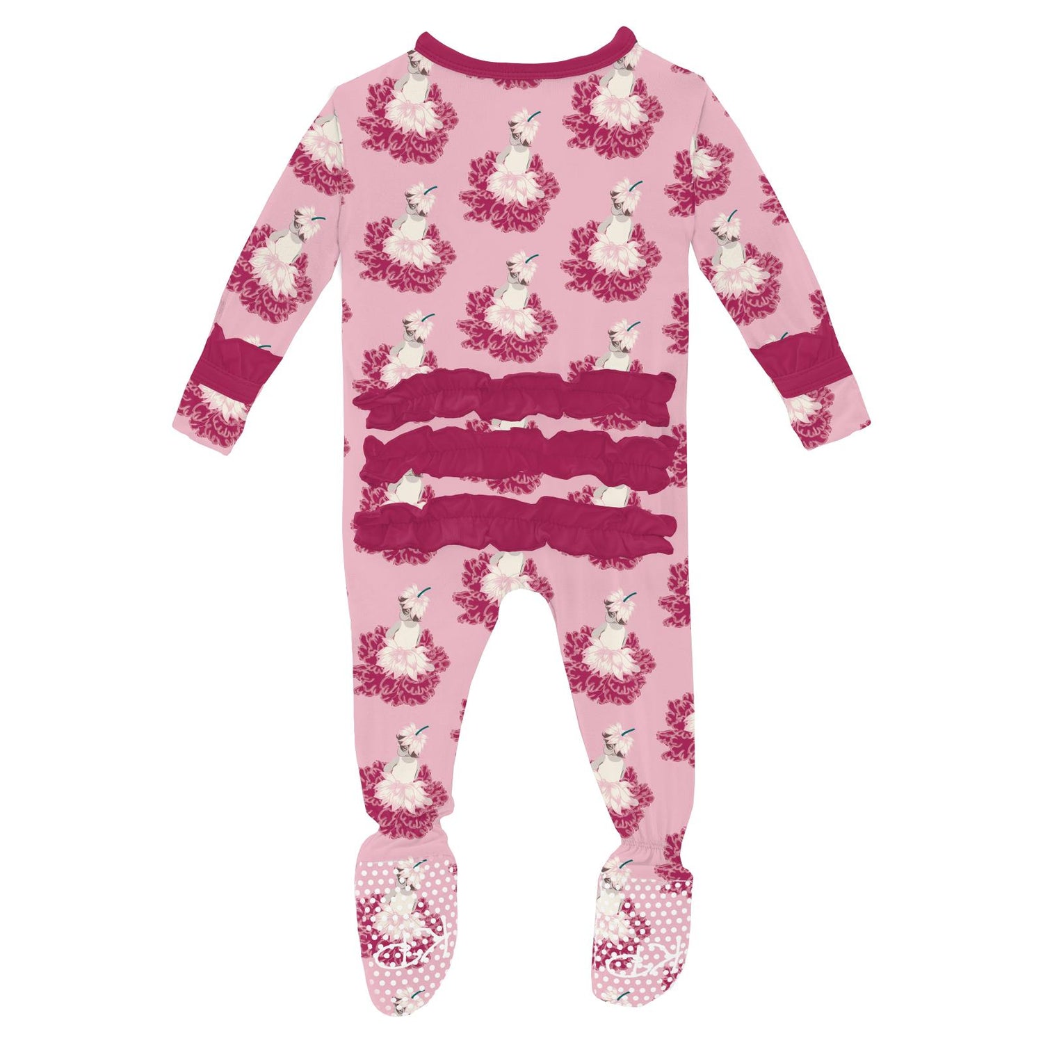 Print Classic Ruffle Footie with Snaps in Cake Pop Thumbelina