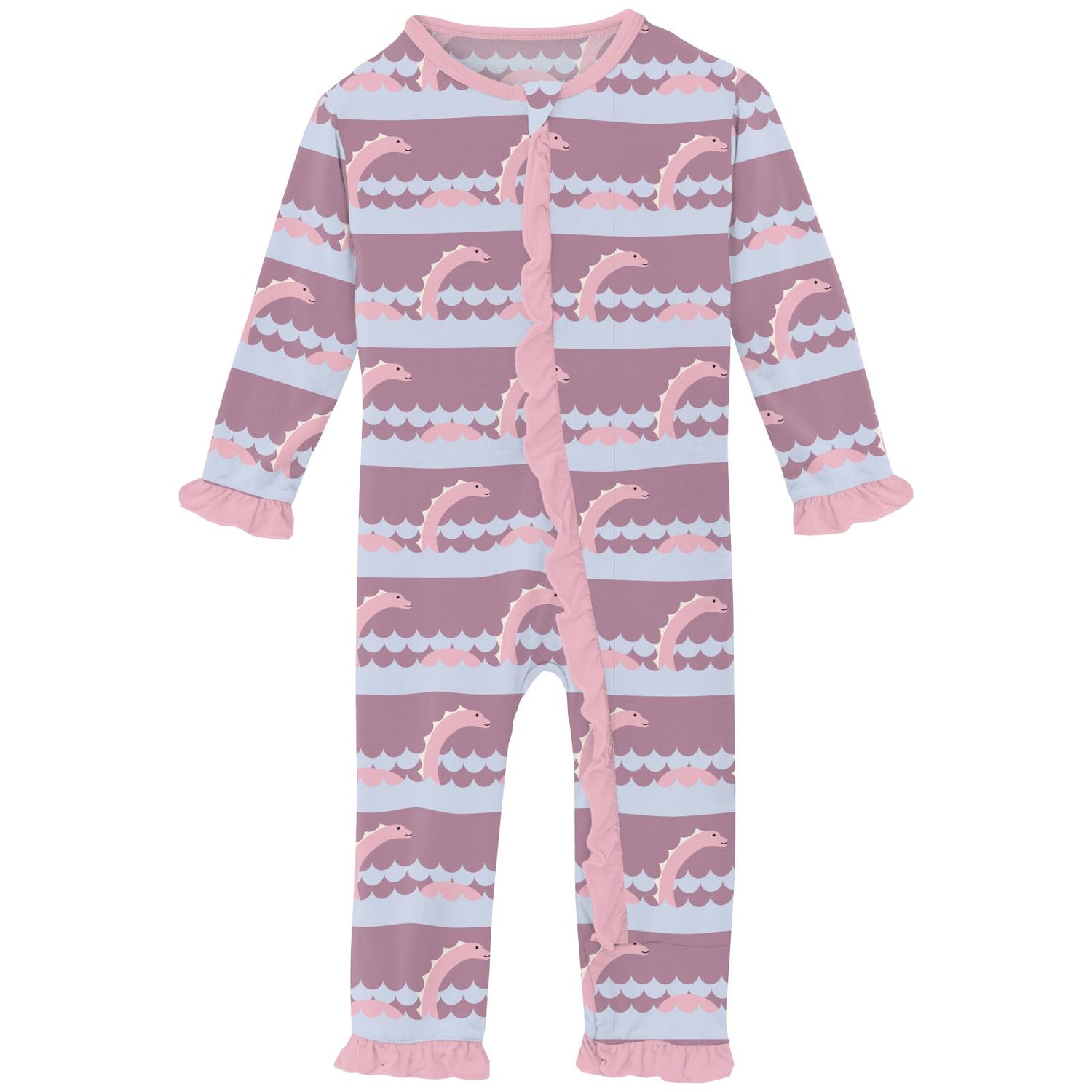 Print Classic Ruffle Coverall with 2 Way Zipper in Pegasus Sea Monster