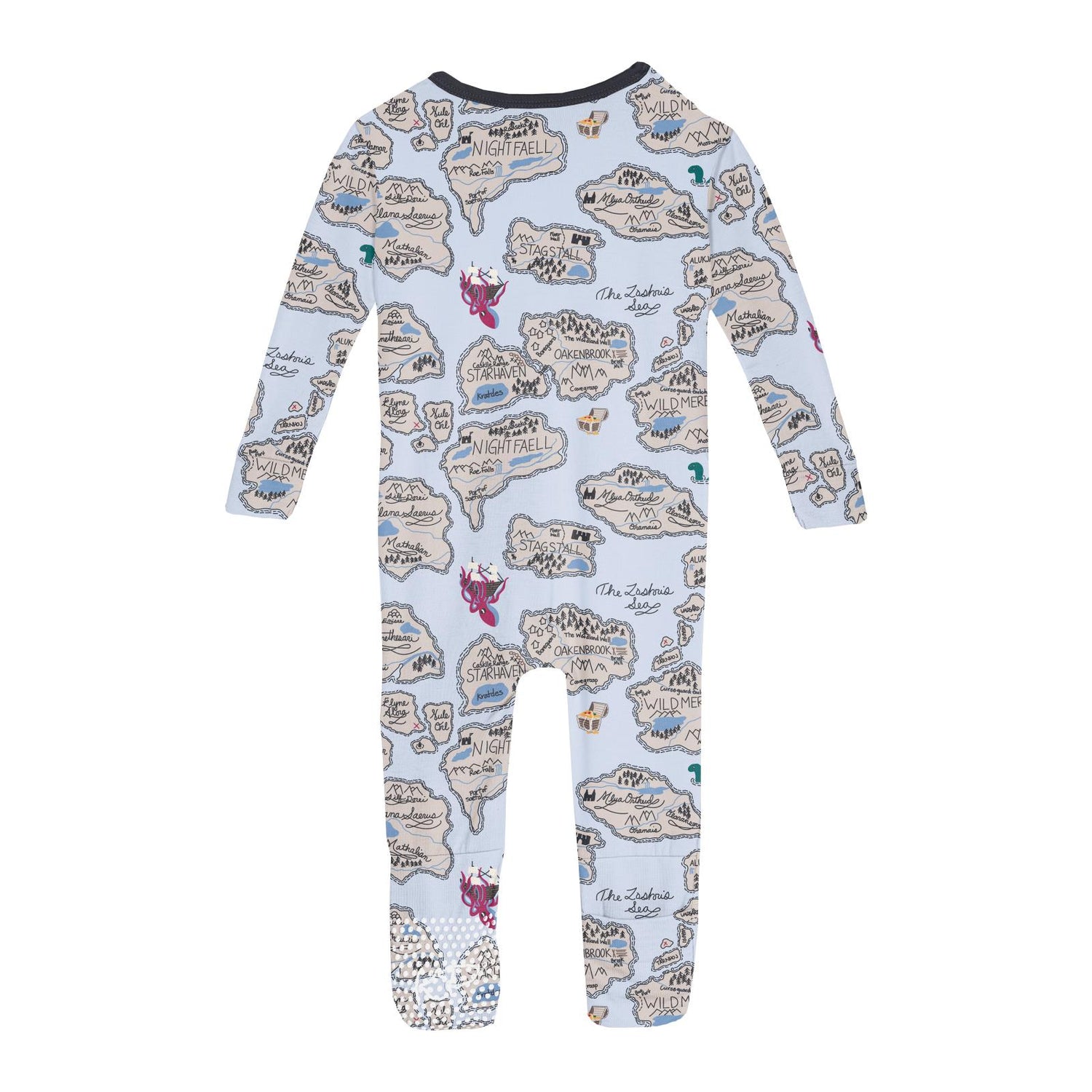 Print Convertible Sleeper with Zipper in Dew Pirate Map