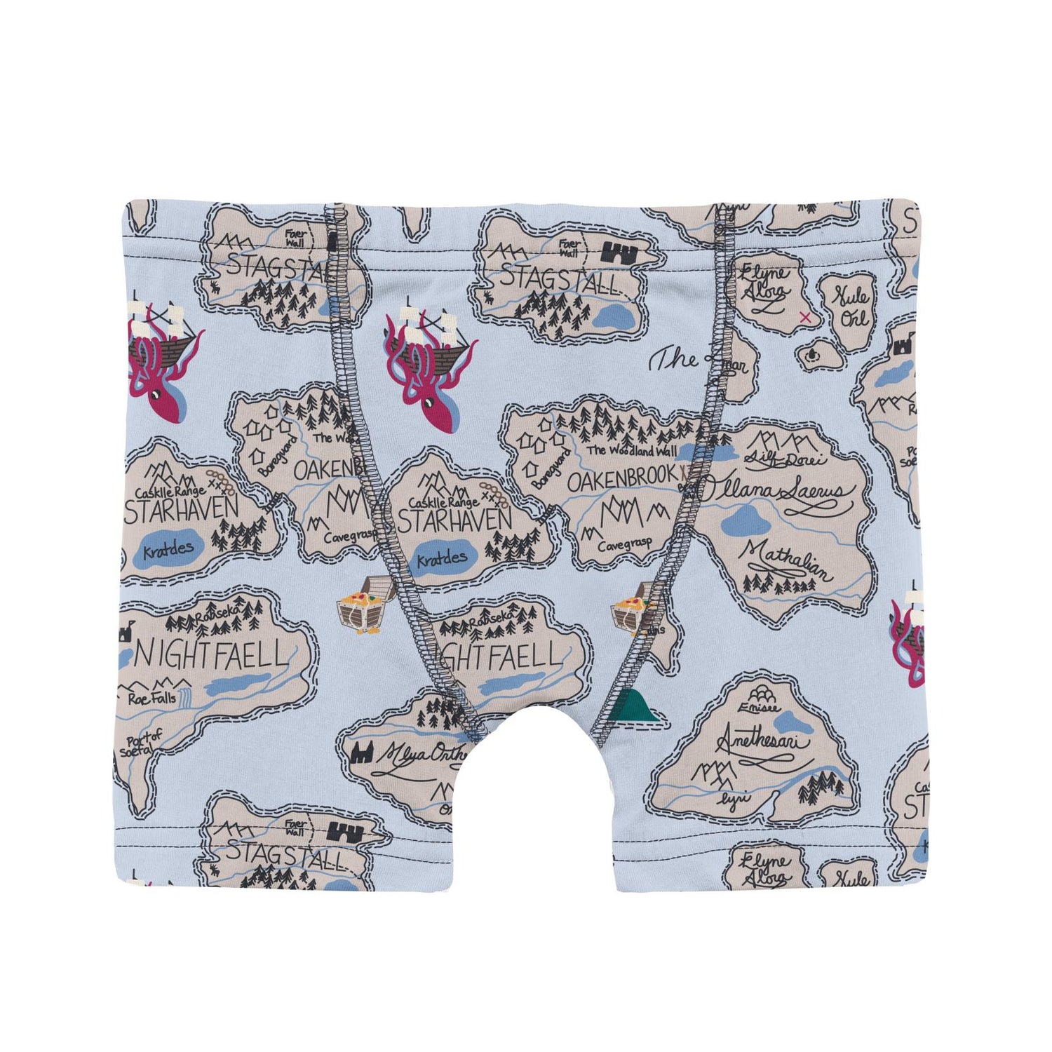 Print Boxer Brief Set of 3 in Dew Pirate Map, Dream Blue & Glass Phoenix