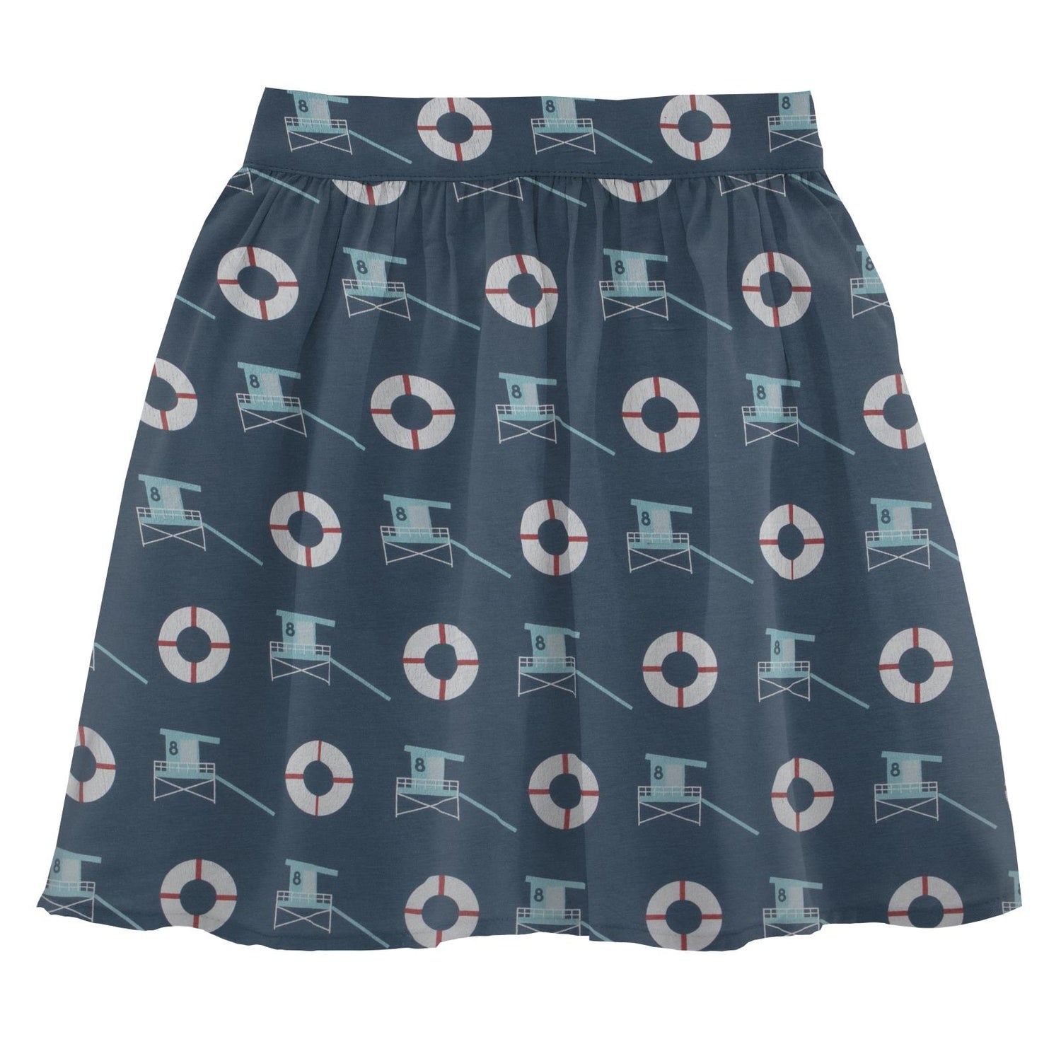 Print Woven Skirt in Deep Sea Lifeguard