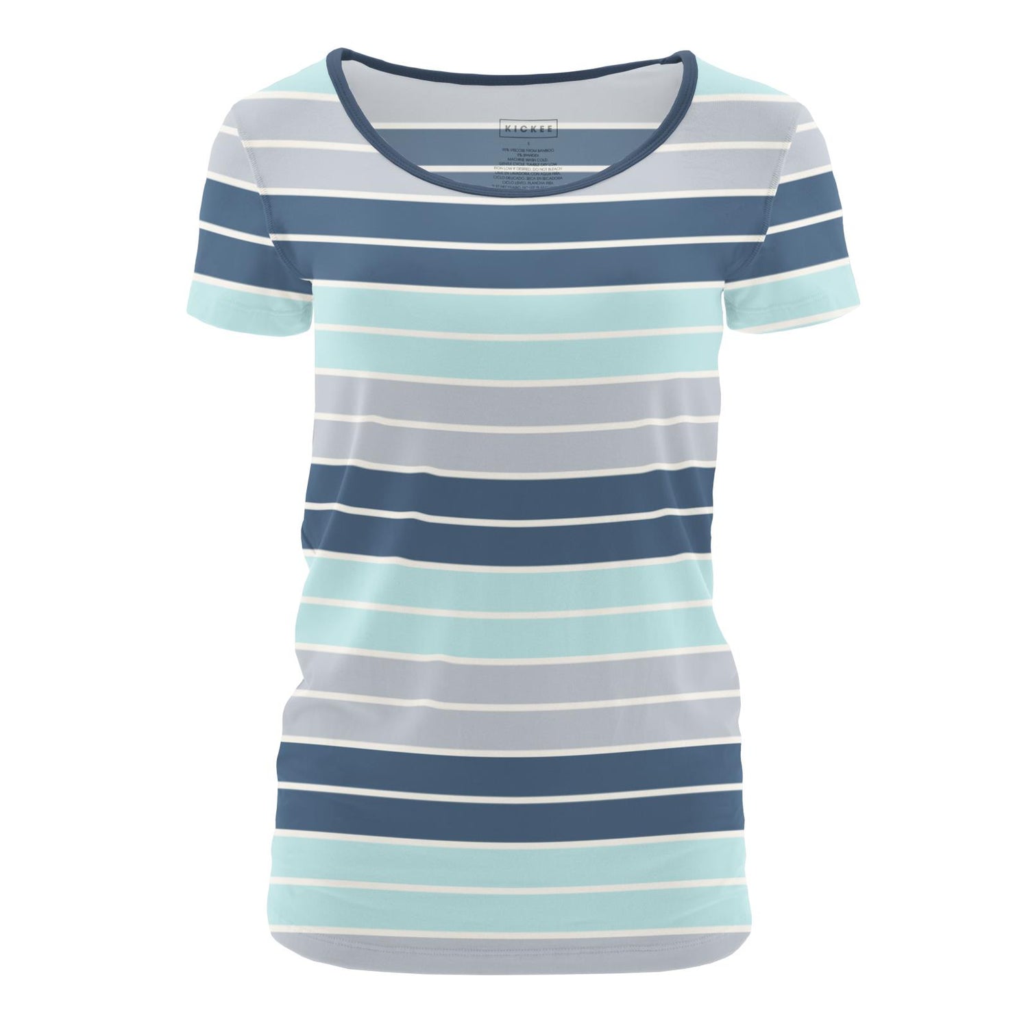 Women's Print Short Sleeve Scoop Neck Tee in Sport Stripe