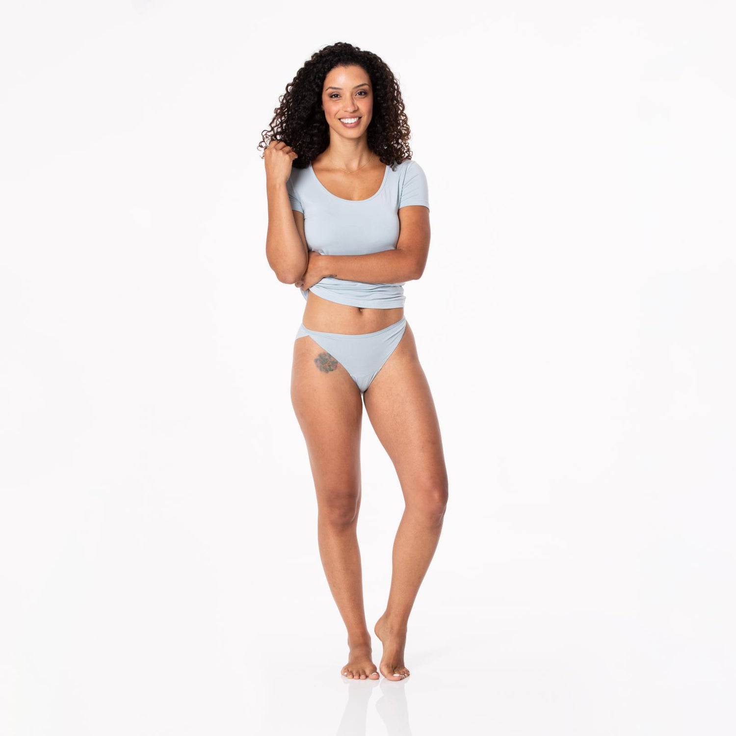 Women's Solid Bikini Brief in Pearl Blue