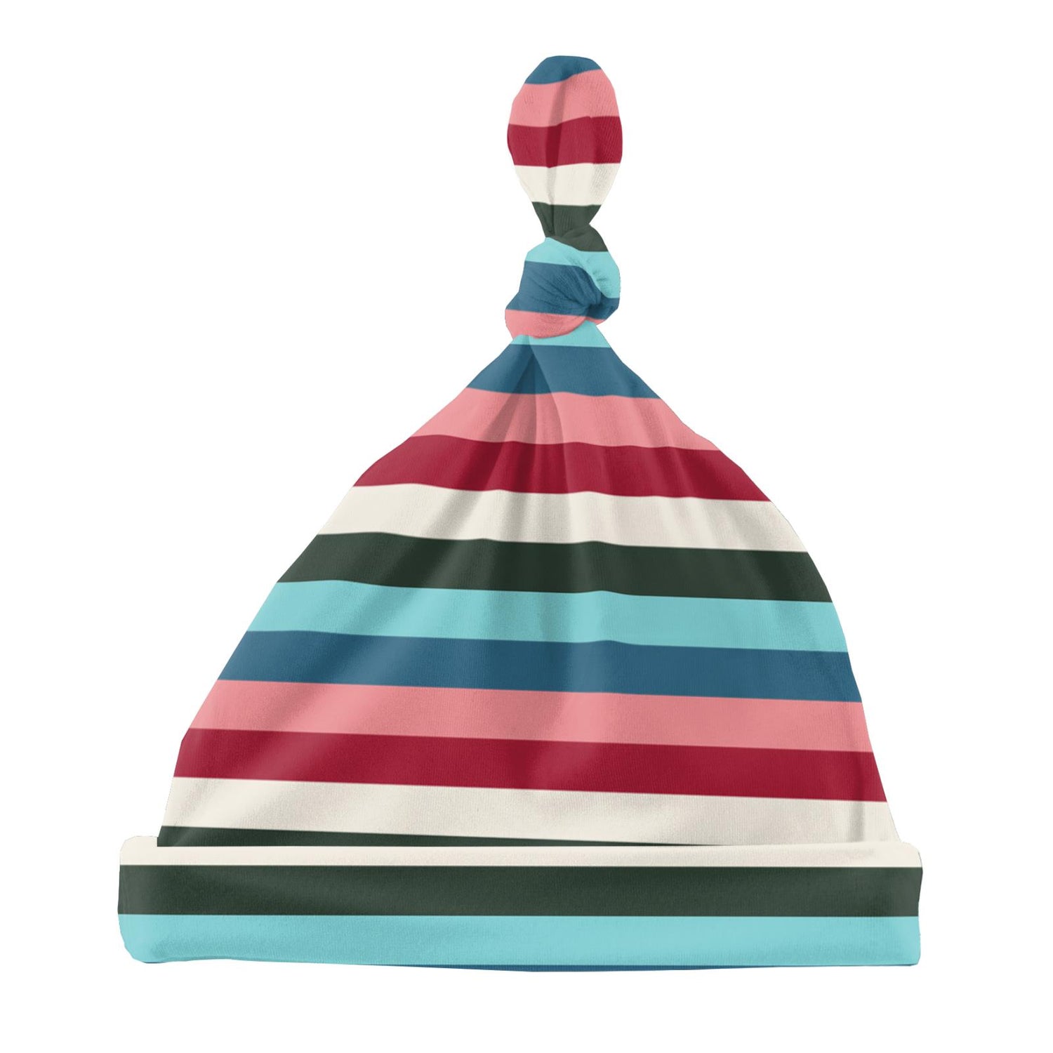 Print Knot Hat in Snowball Multi Stripe