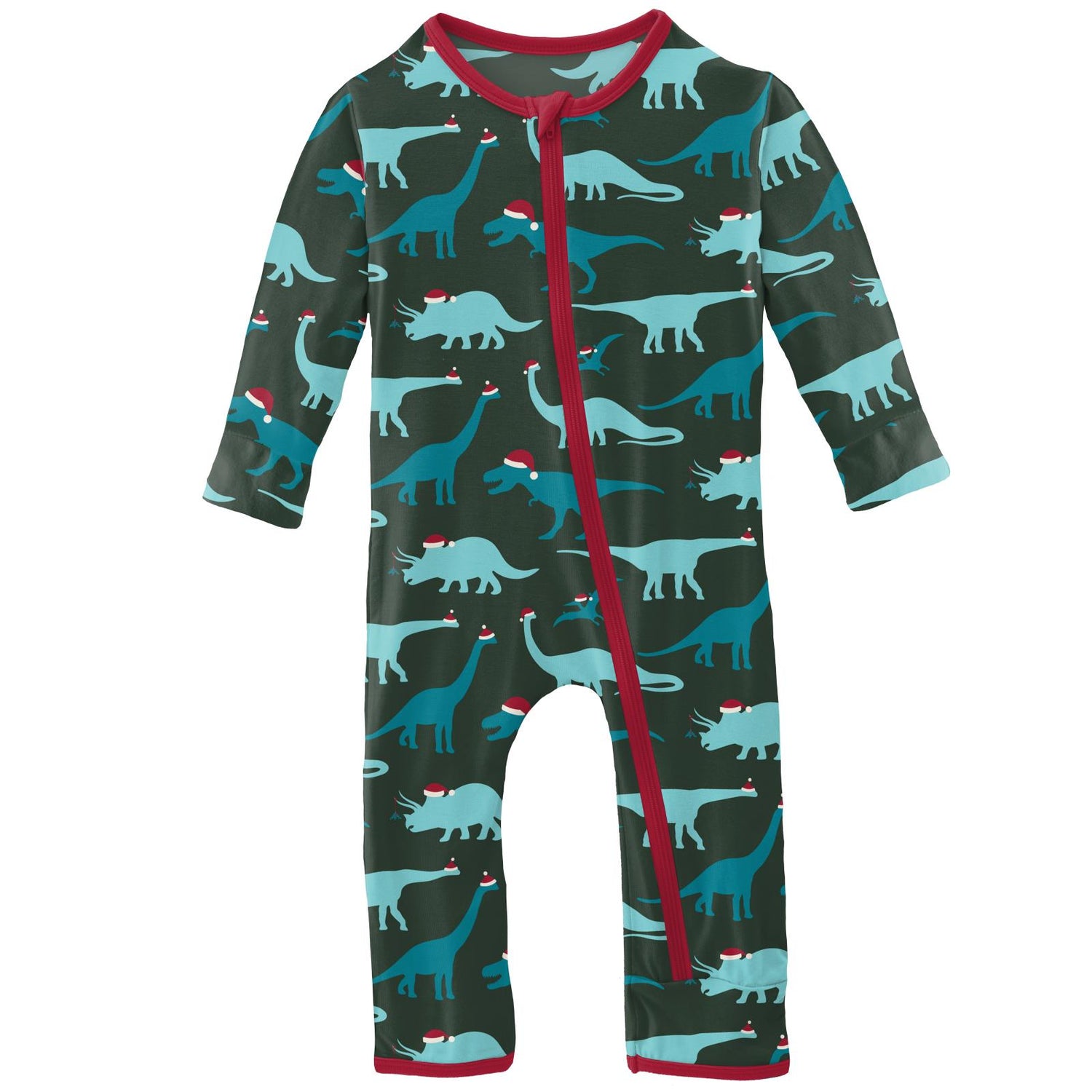 Print Coverall with Zipper in Santa Dinos