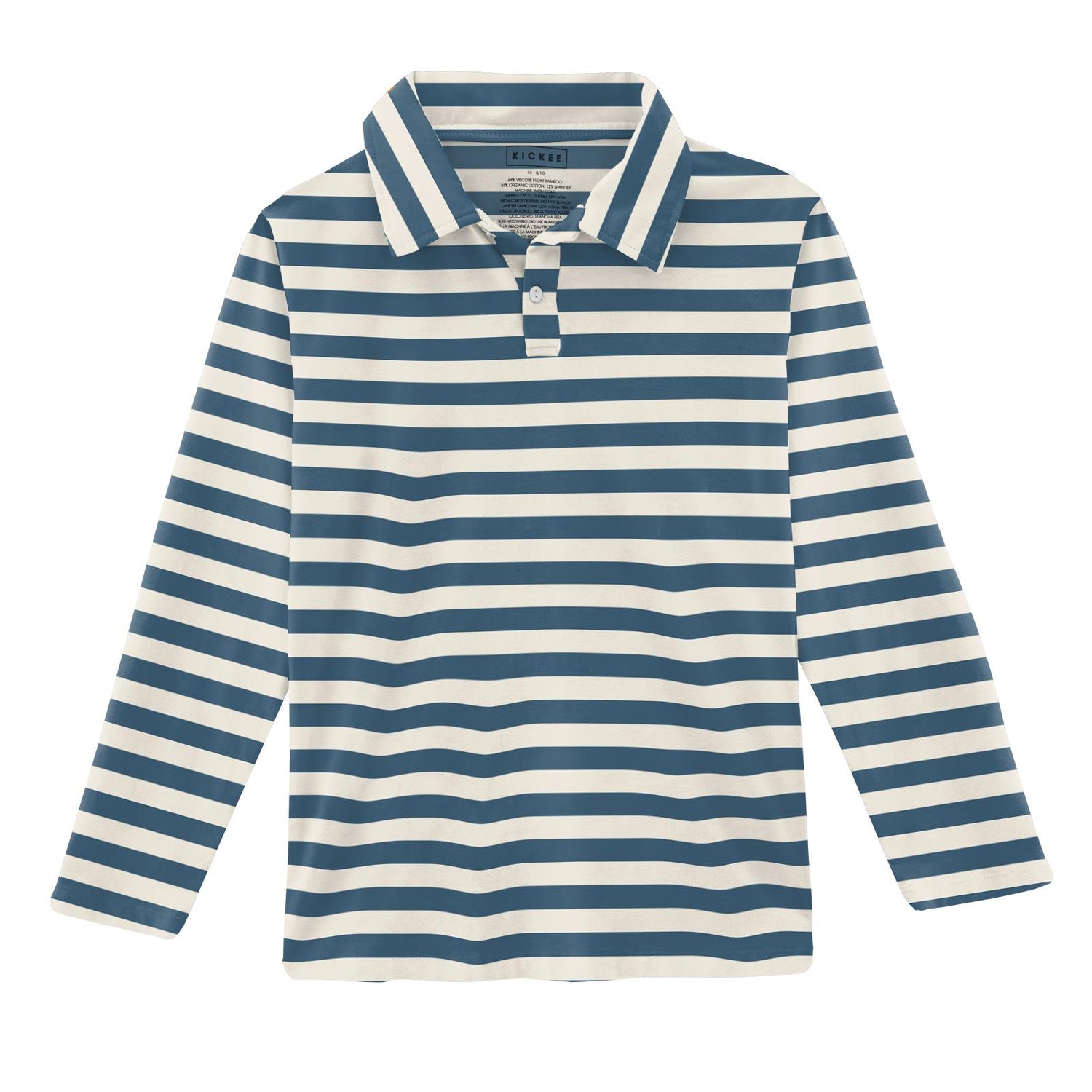 Print Long Sleeve Polo in Nautical Stripe