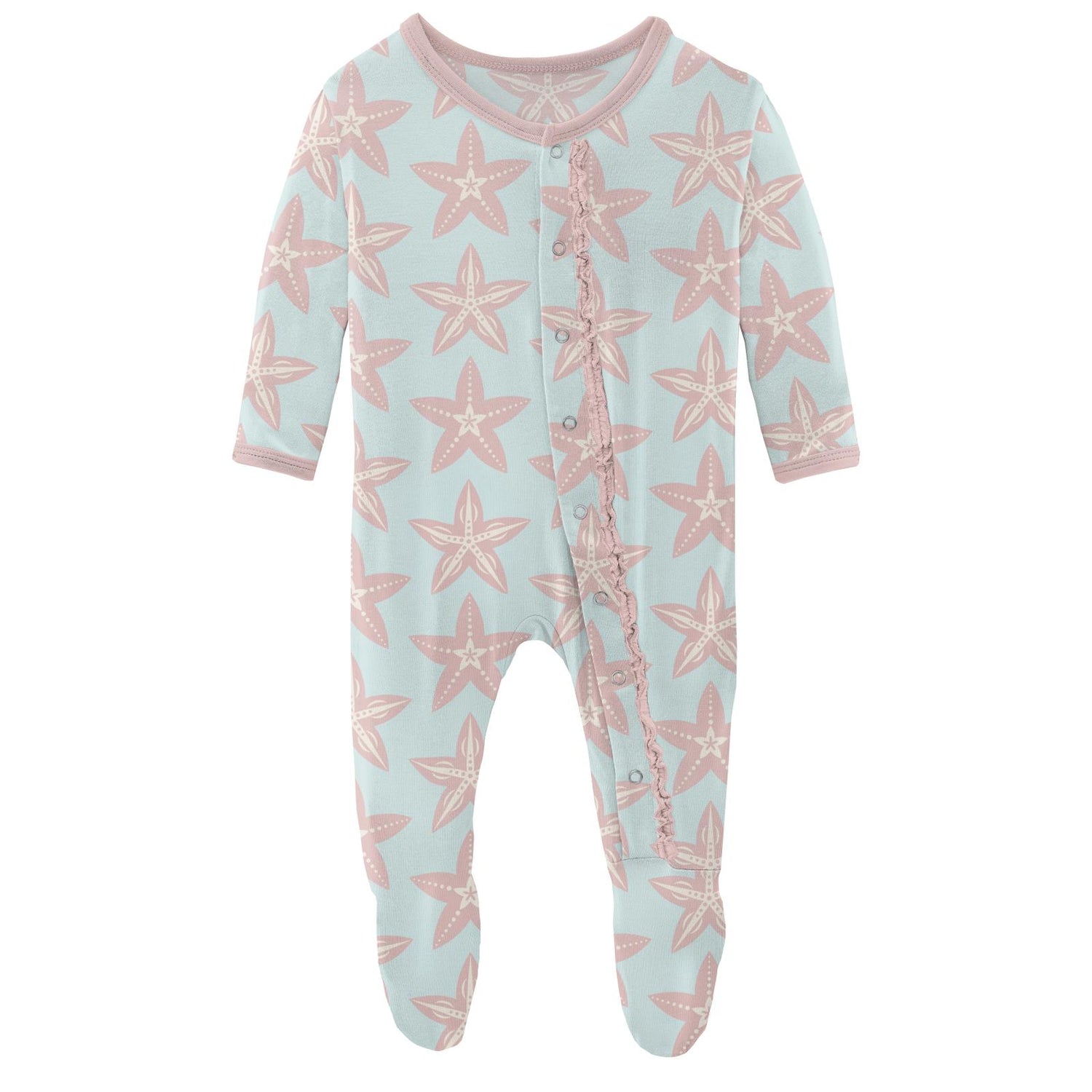 Print Muffin Ruffle Footie with Snaps in Fresh Air Fancy Starfish