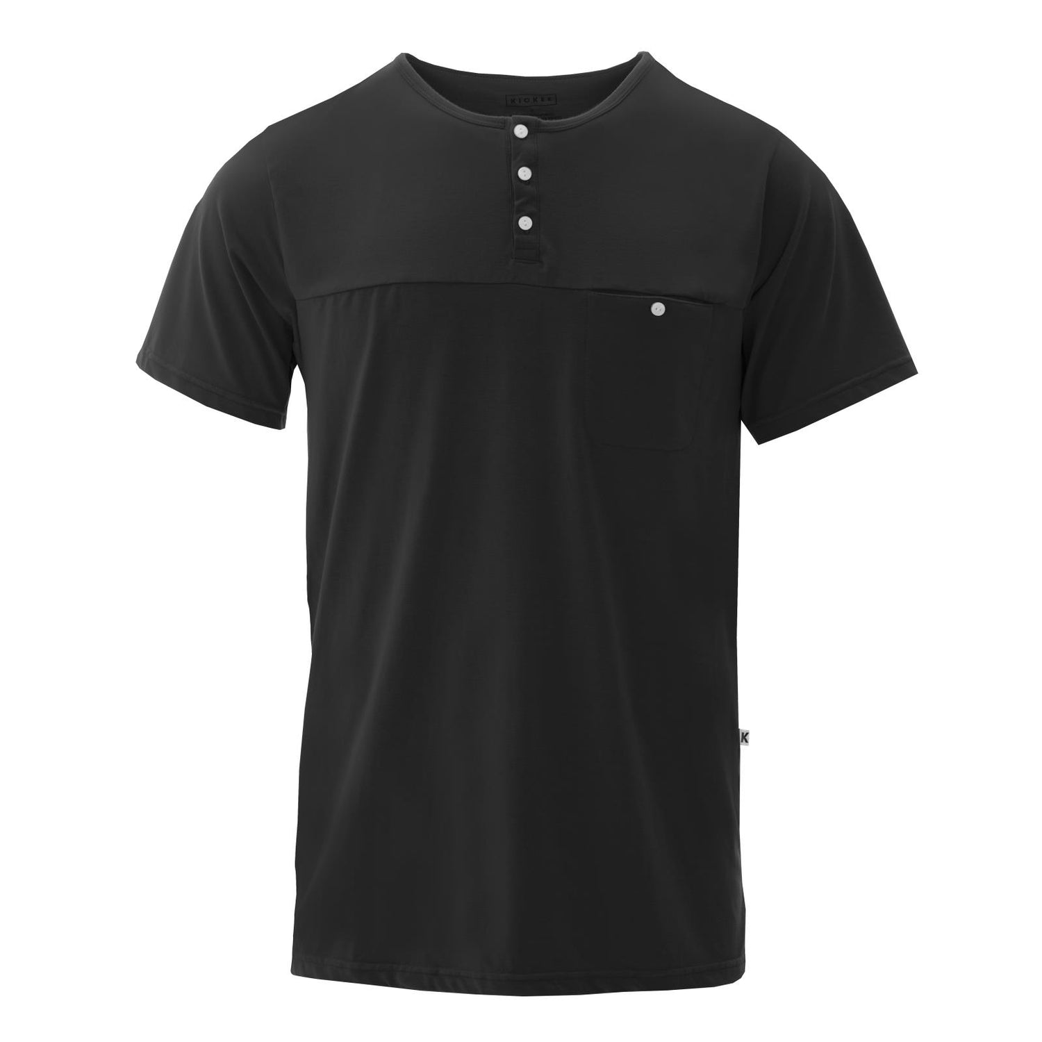 Men's Solid Short Sleeve Luxe Henley in Midnight