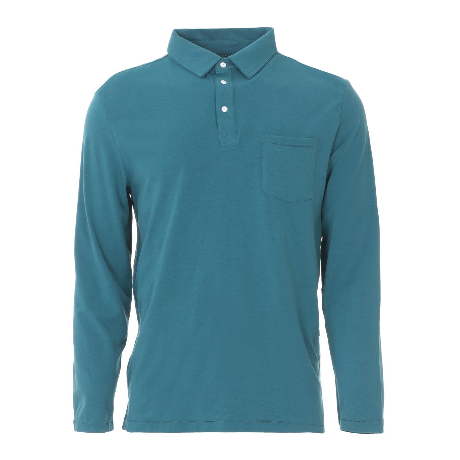 Men's Long Sleeve Luxe Jersey Polo in Oasis