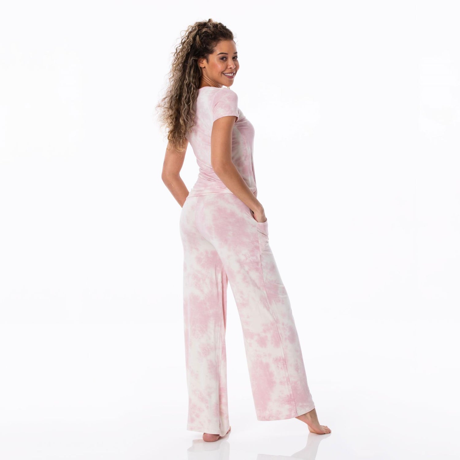 Women's Print Lounge Pants in Baby Rose Tie Dye