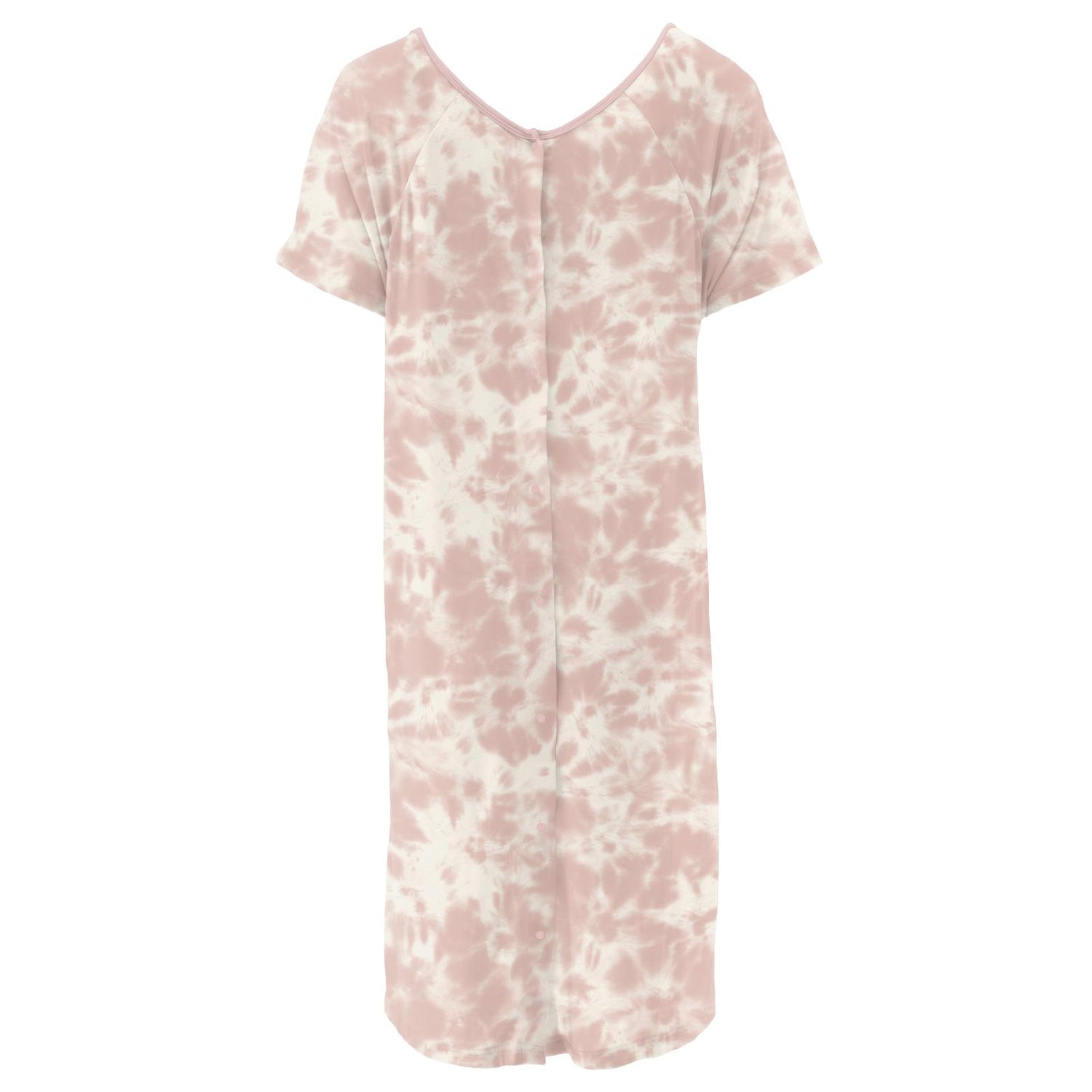 Women's Print Hospital Gown in Baby Rose Tie Dye