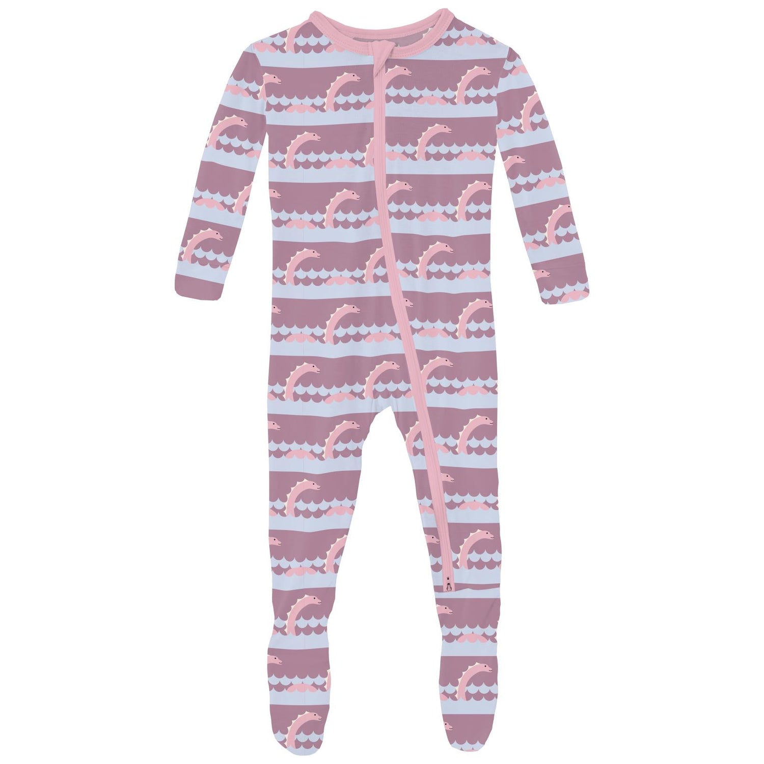 Print Footie with 2 Way Zipper in Pegasus Sea Monster