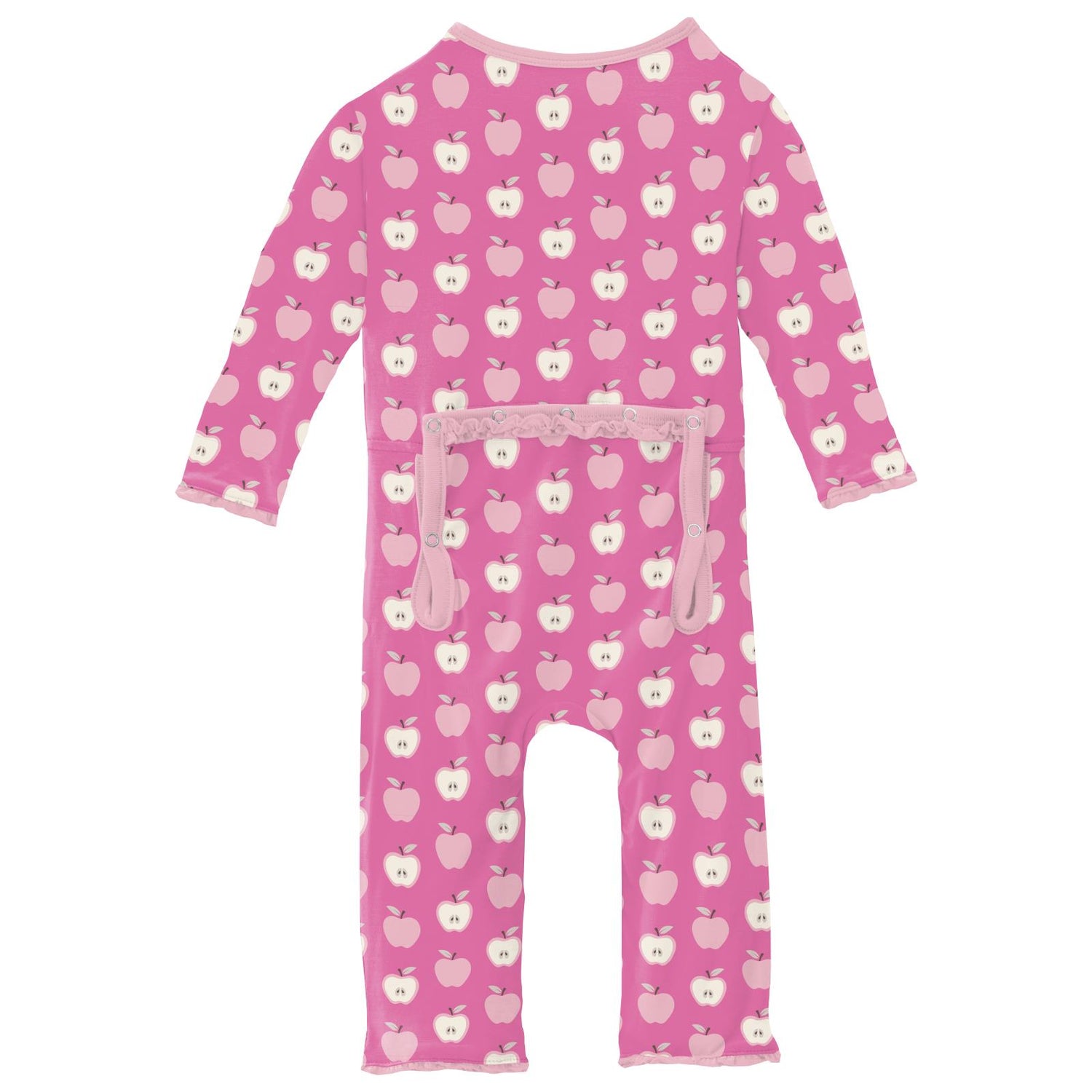 Print Muffin Ruffle Coverall with 2 Way Zipper in Tulip Johnny Appleseed