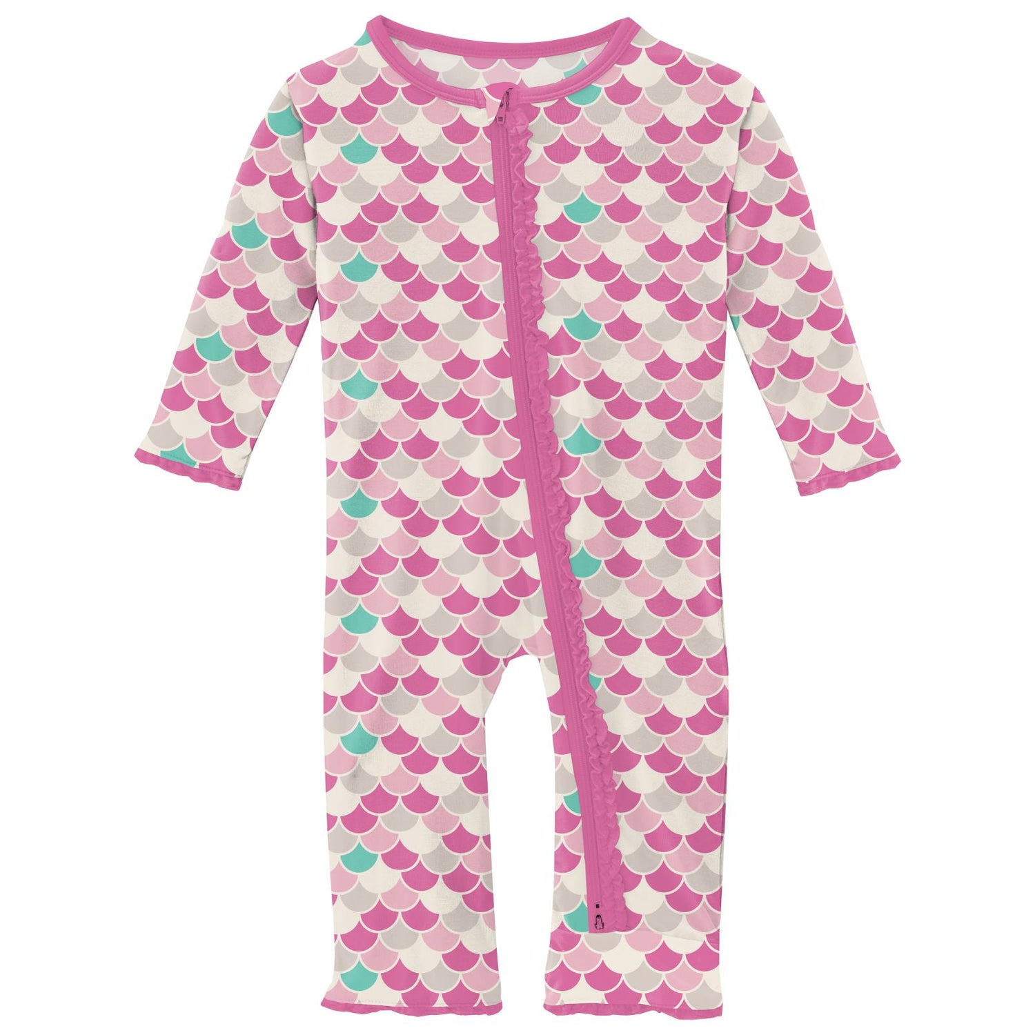 Print Muffin Ruffle Coverall with 2 Way Zipper in Tulip Scales