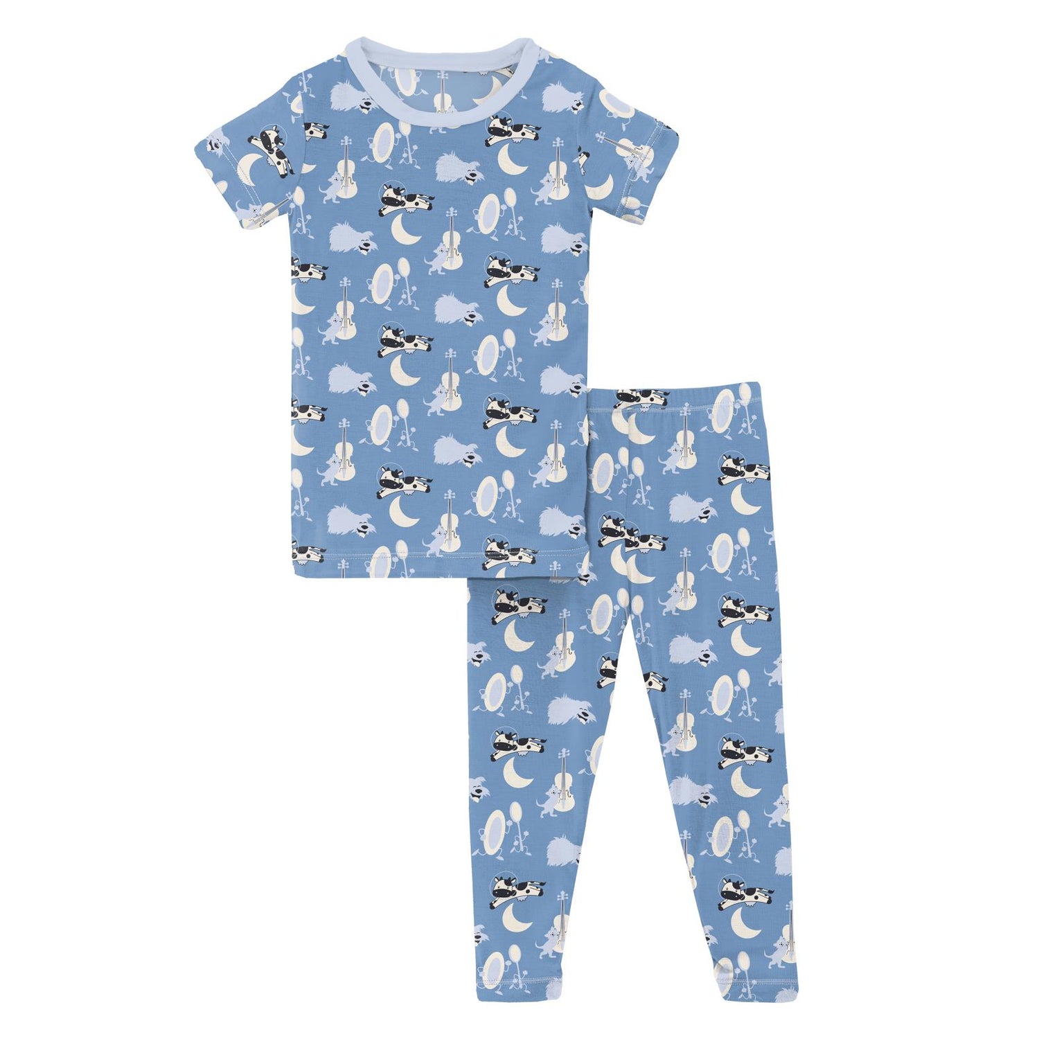 Print Short Sleeve Pajama Set in Dream Blue Hey Diddle Diddle