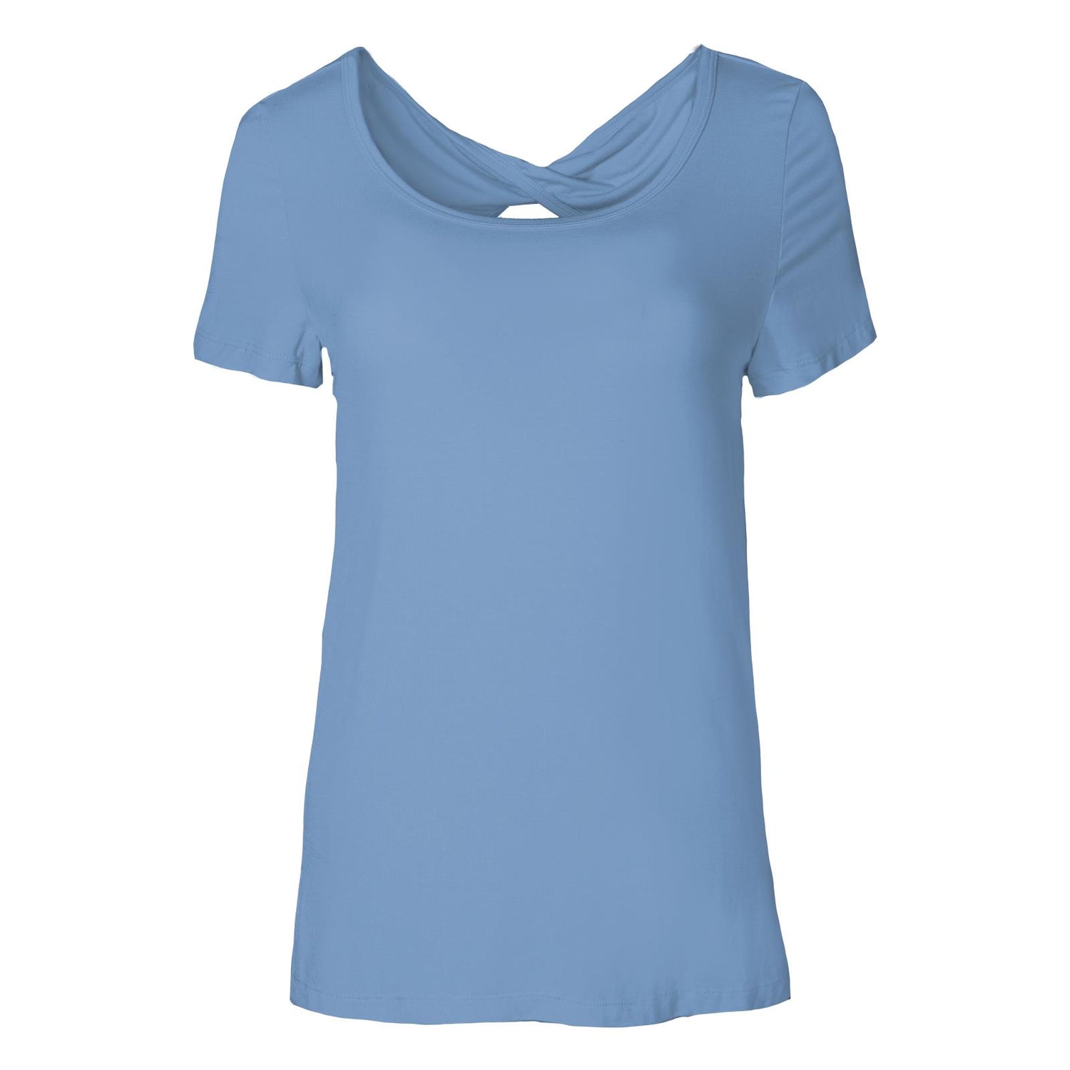 Women's Short Sleeve Twist-Back Tee in Dream Blue