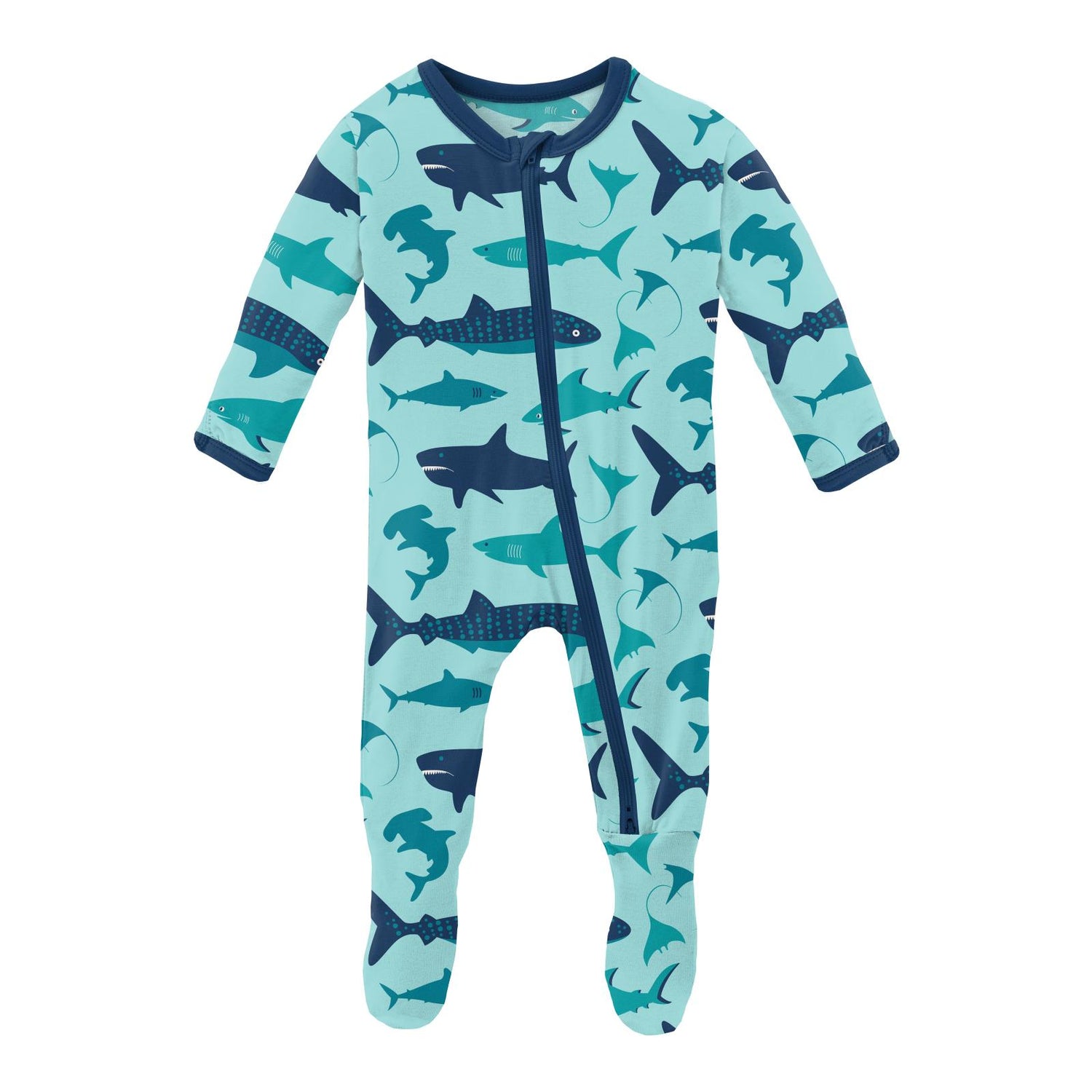 KicKee Pants Little Boys Print Footie with Snaps - Pond Rainbow, 9-12 Months