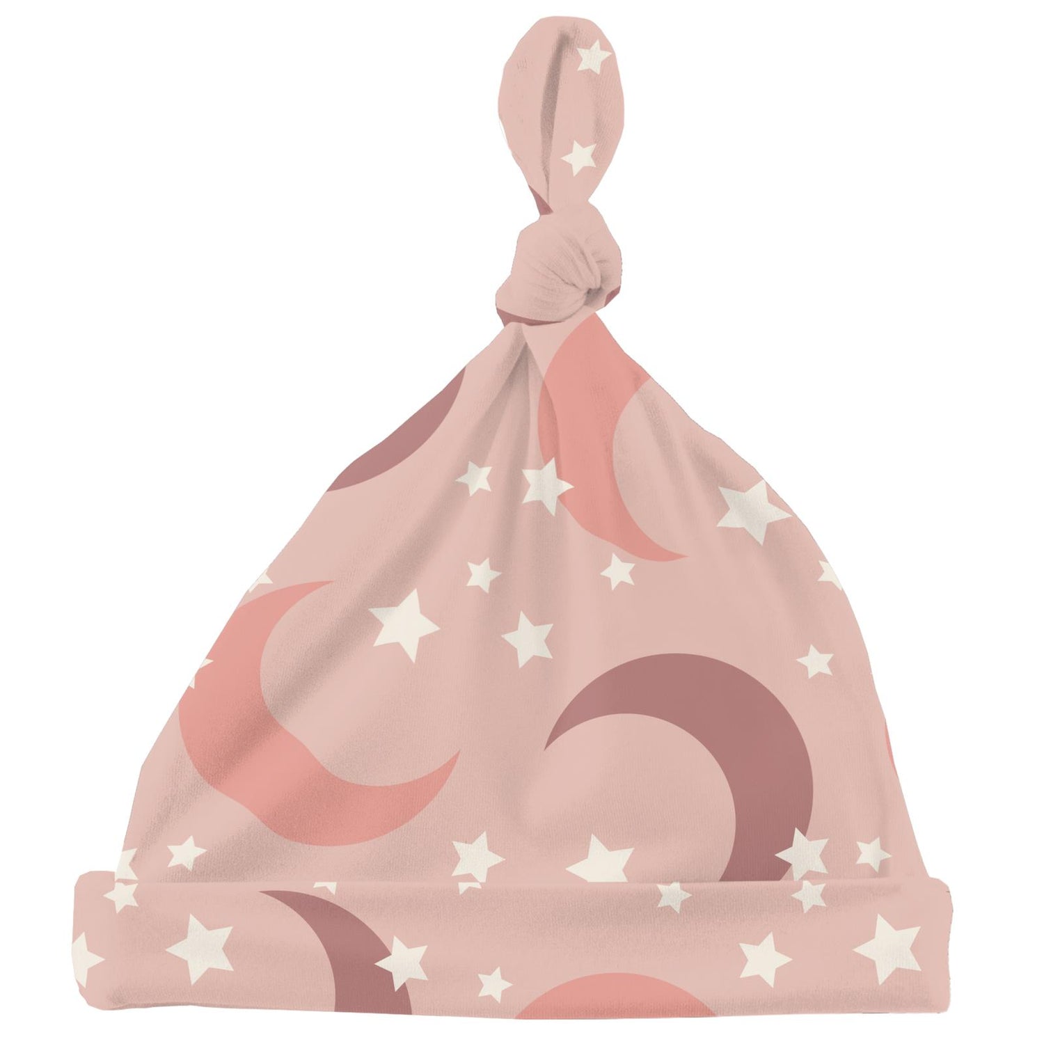 Print Knot Hat in Peach Blossom Moon and Stars