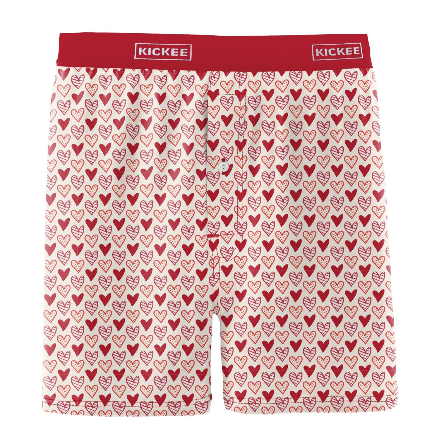 Men's Print Boxer Short in Natural Heart Doodles