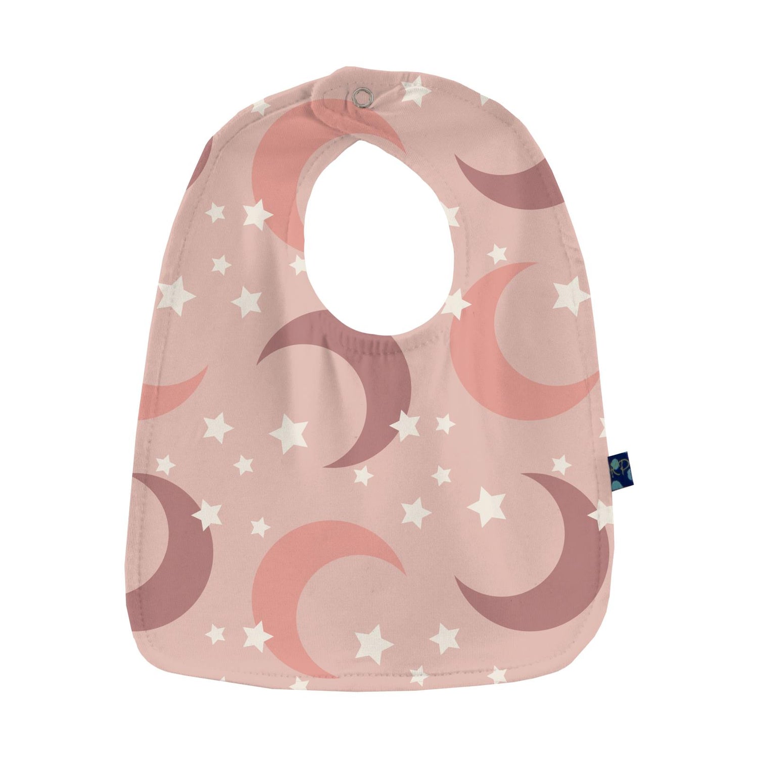 Print Burp Cloth and Bib Set in Peach Blossom Moon and Stars