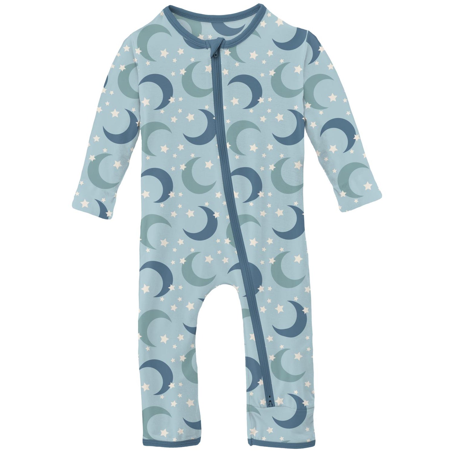 Print Coverall with 2 Way Zipper in Spring Sky Moon and Stars