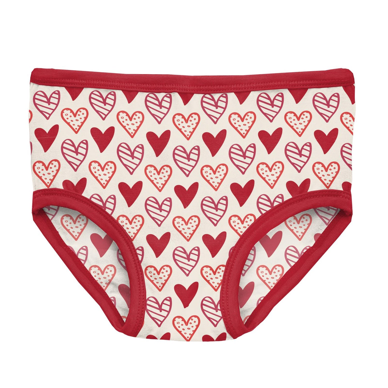 Print Girl's Underwear in Natural Heart Doodles