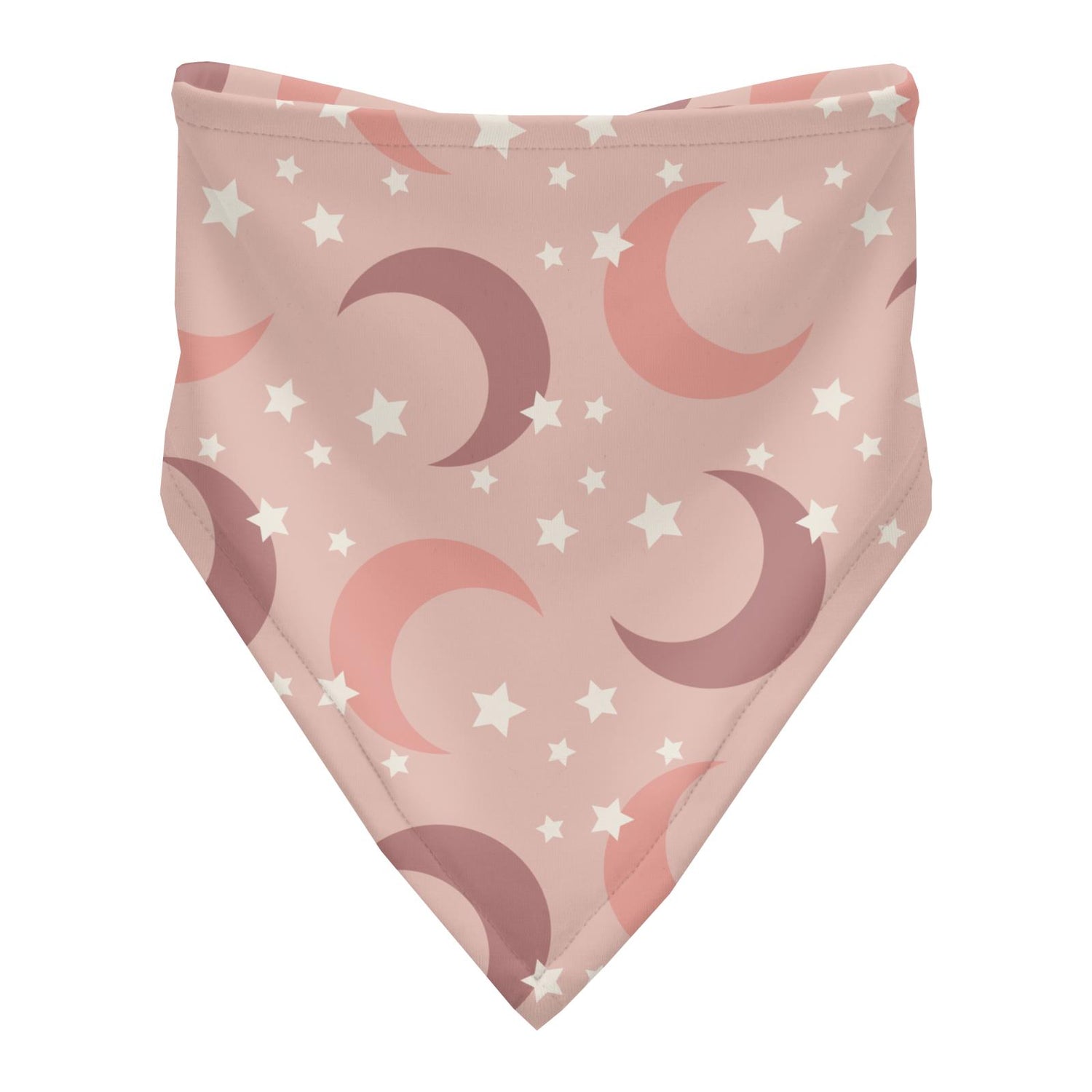 Print Bandana Bib in Peach Blossom Moon and Stars