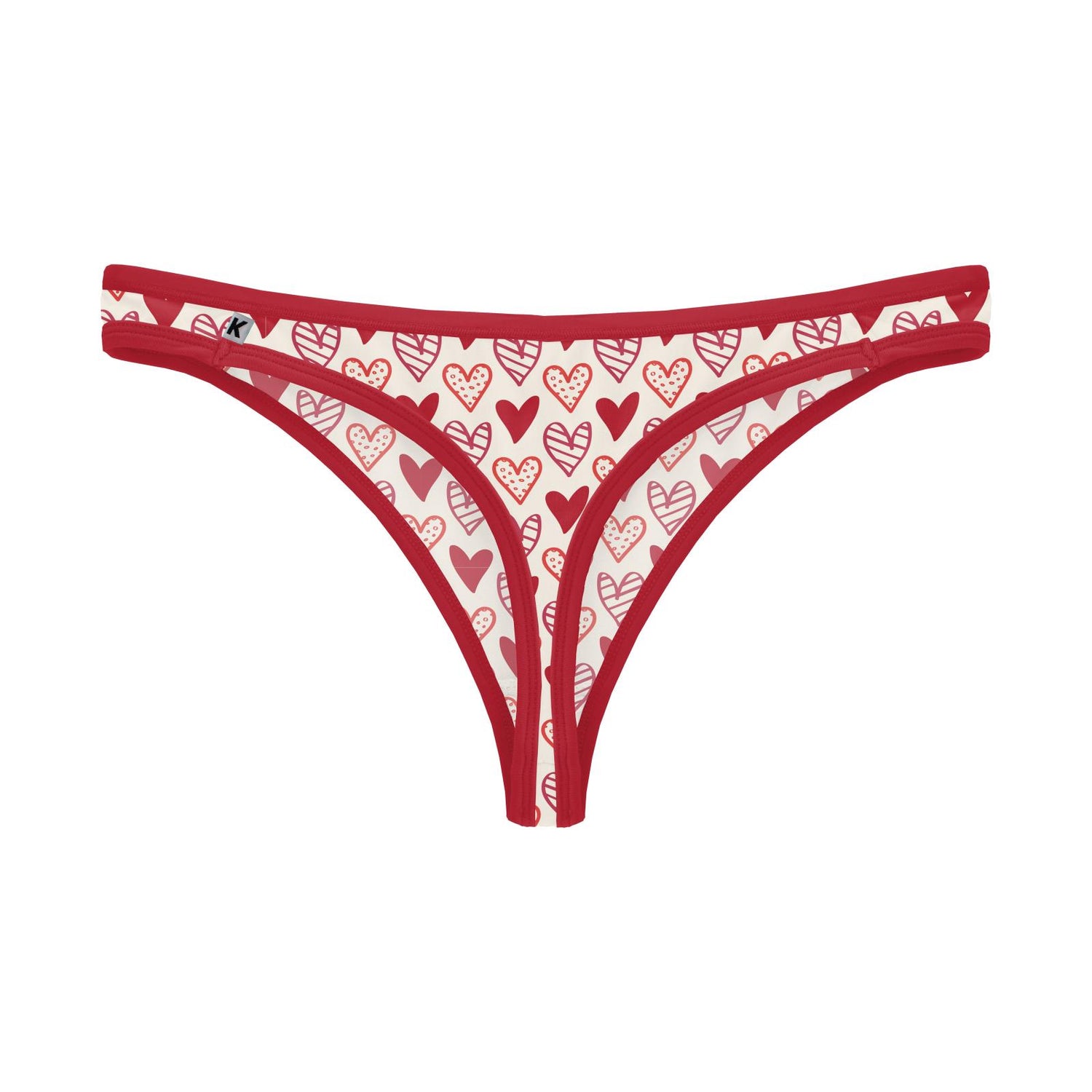 Women's Print Classic Thong Underwear in Natural Heart Doodles