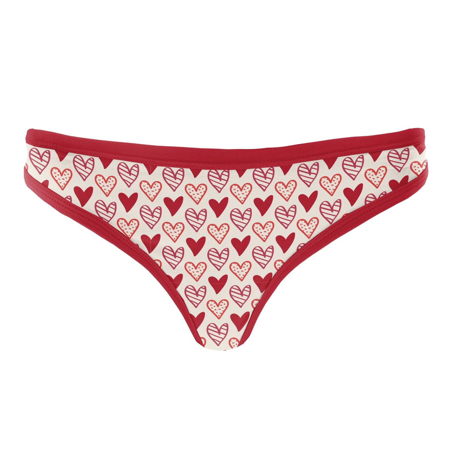 Women's Print Classic Thong Underwear in Natural Heart Doodles