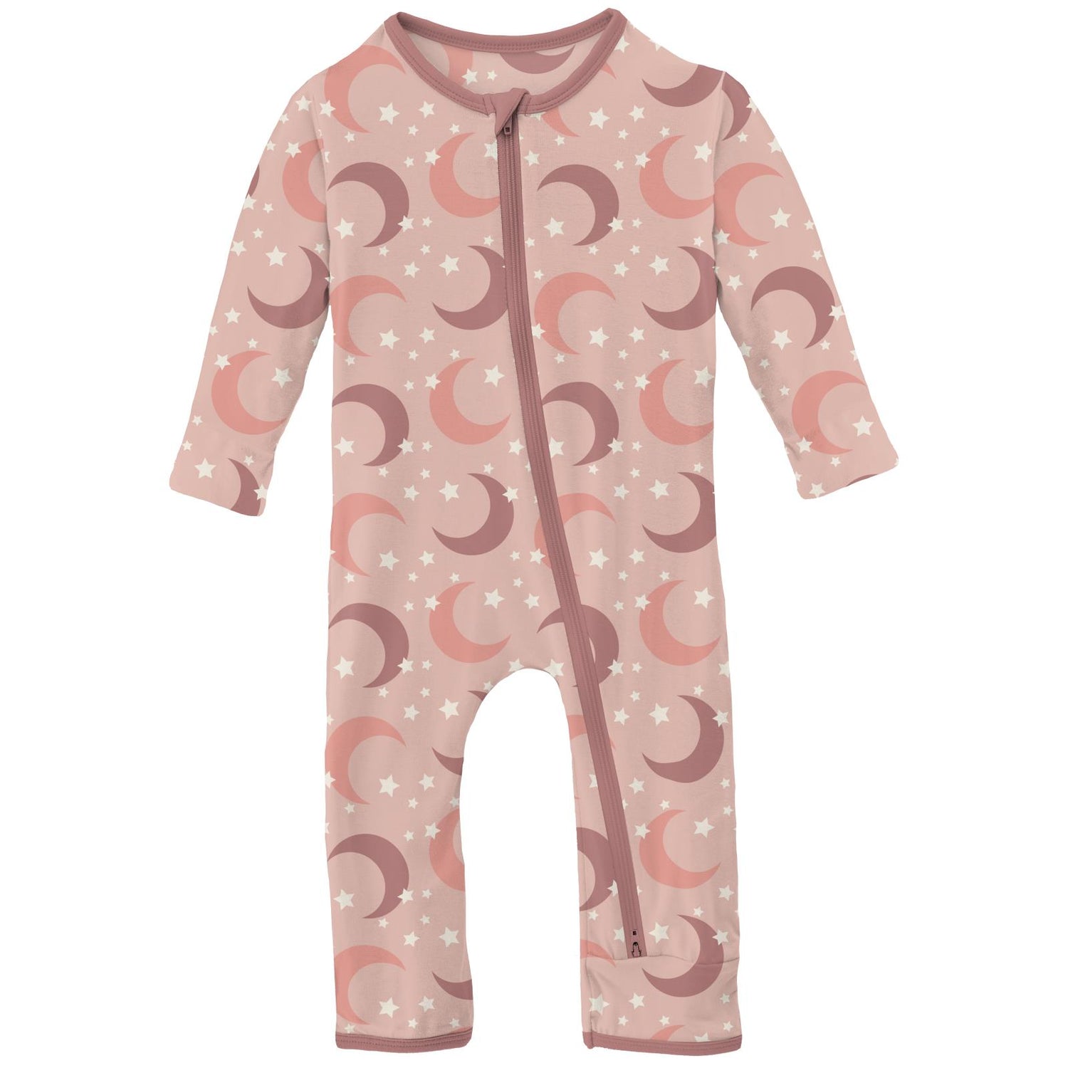 Print Coverall with 2 Way Zipper in Peach Blossom Moon and Stars