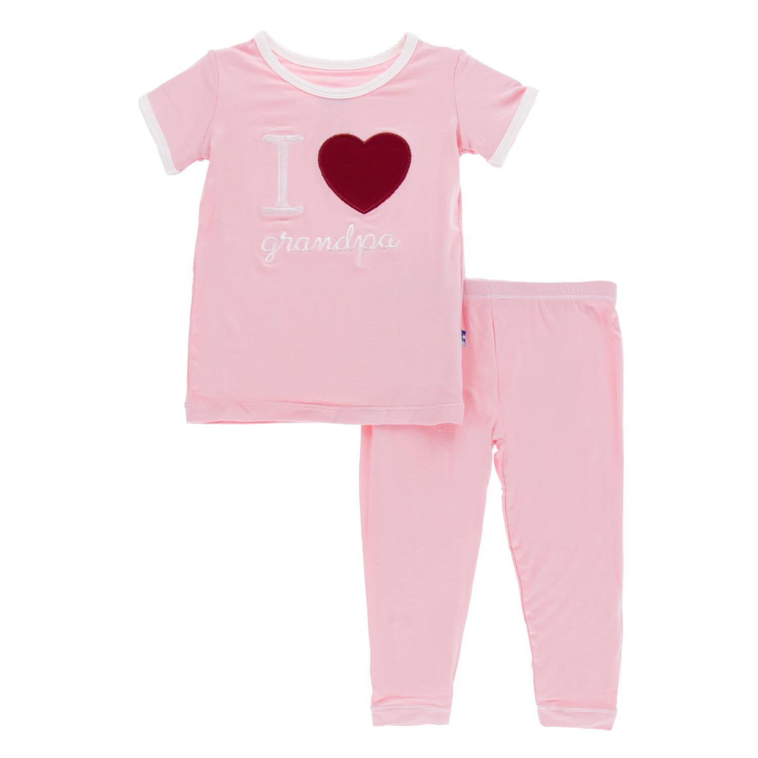 Short Sleeve Applique Pajama Set in Lotus I Love Grandpa