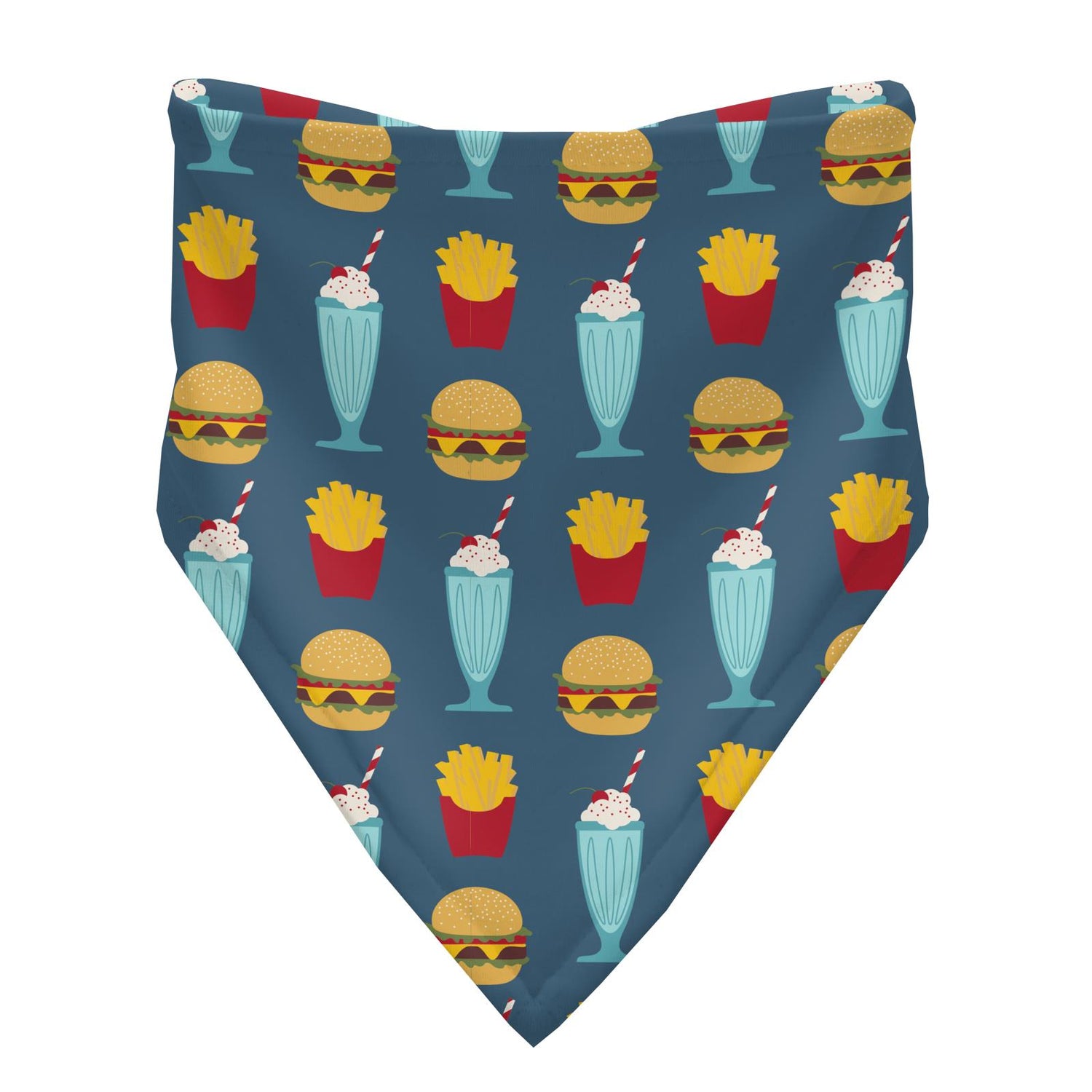 Print Bandana Bib in Deep Sea Cheeseburger