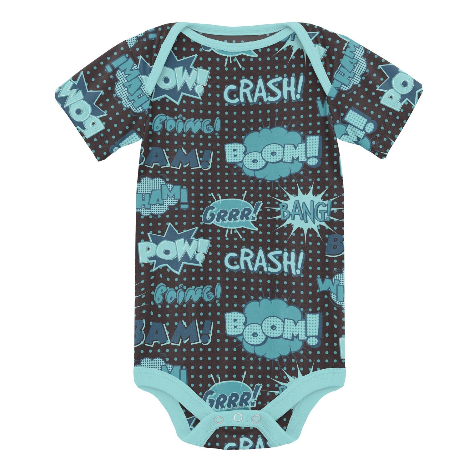 Print Short Sleeve One Piece Set of 2 in Midnight Comic Onomatopoeia & Glacier