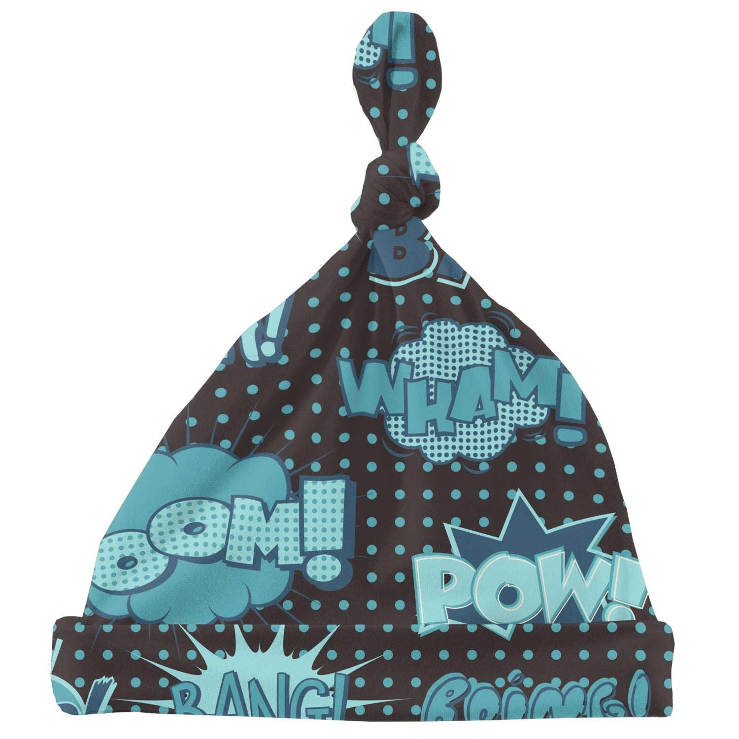 Print Knot Hat in Midnight Comic Onomatopoeia