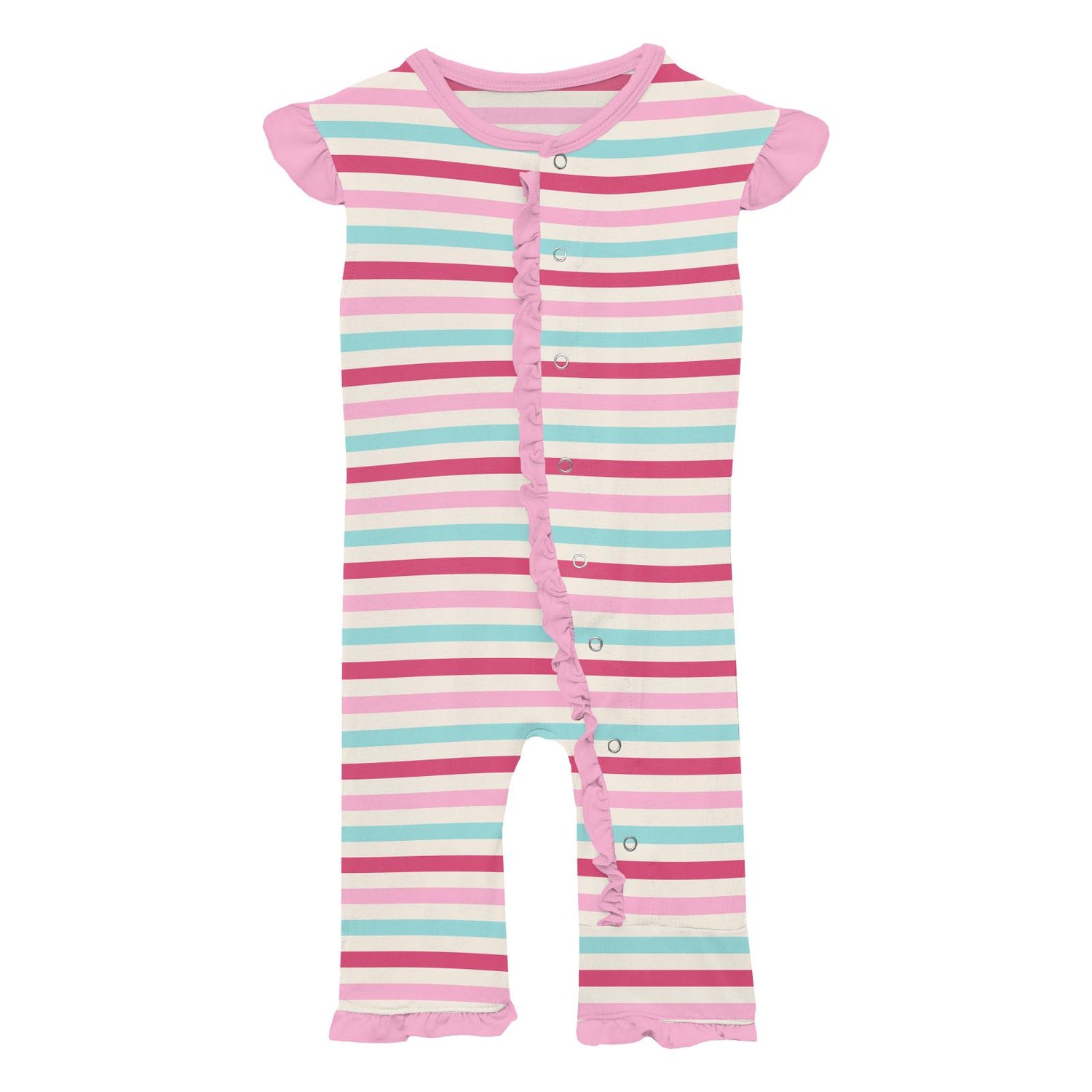 Print Ruffle Tank Romper in Sock Hop Stripe