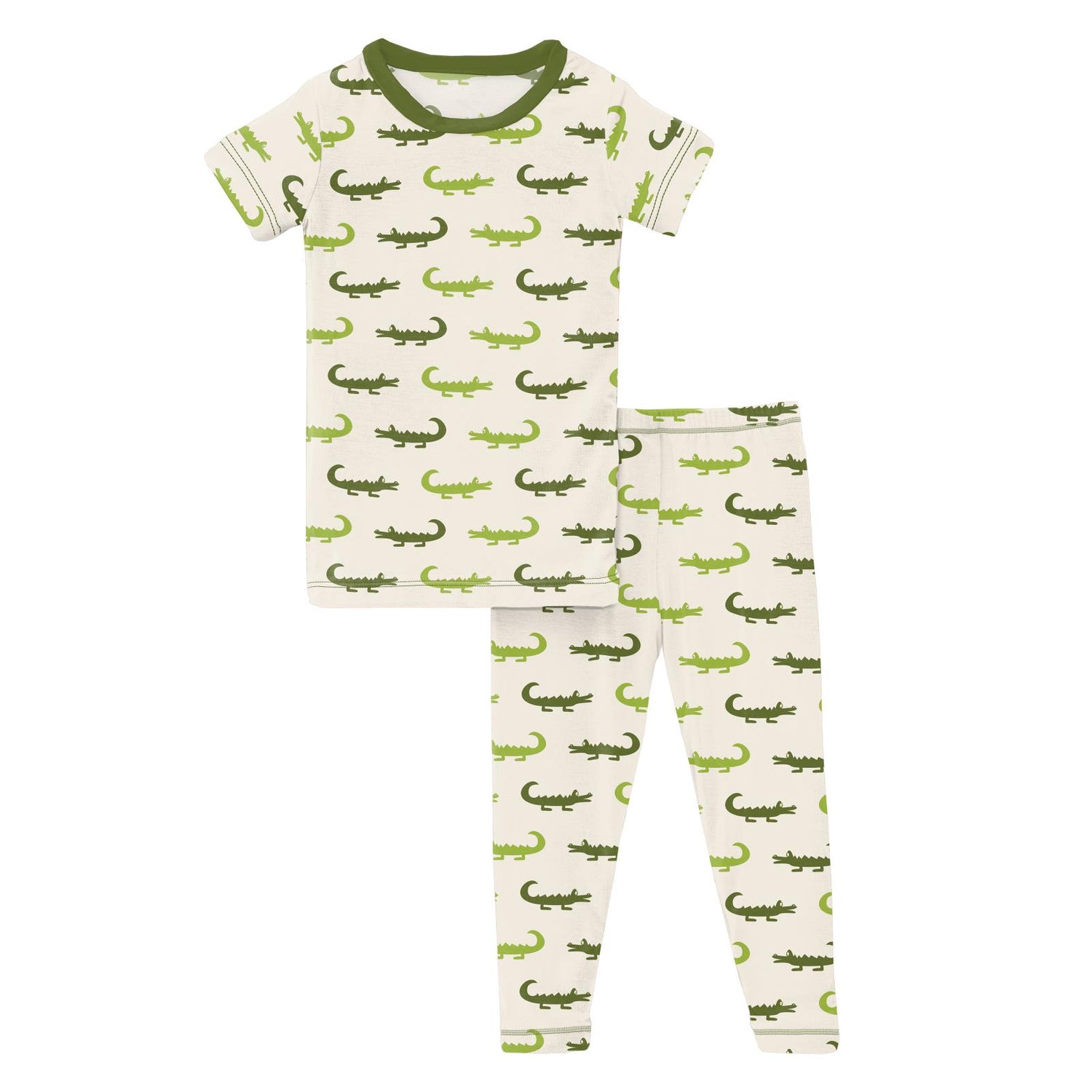 Print Short Sleeve Pajama Set in Natural Crocodile