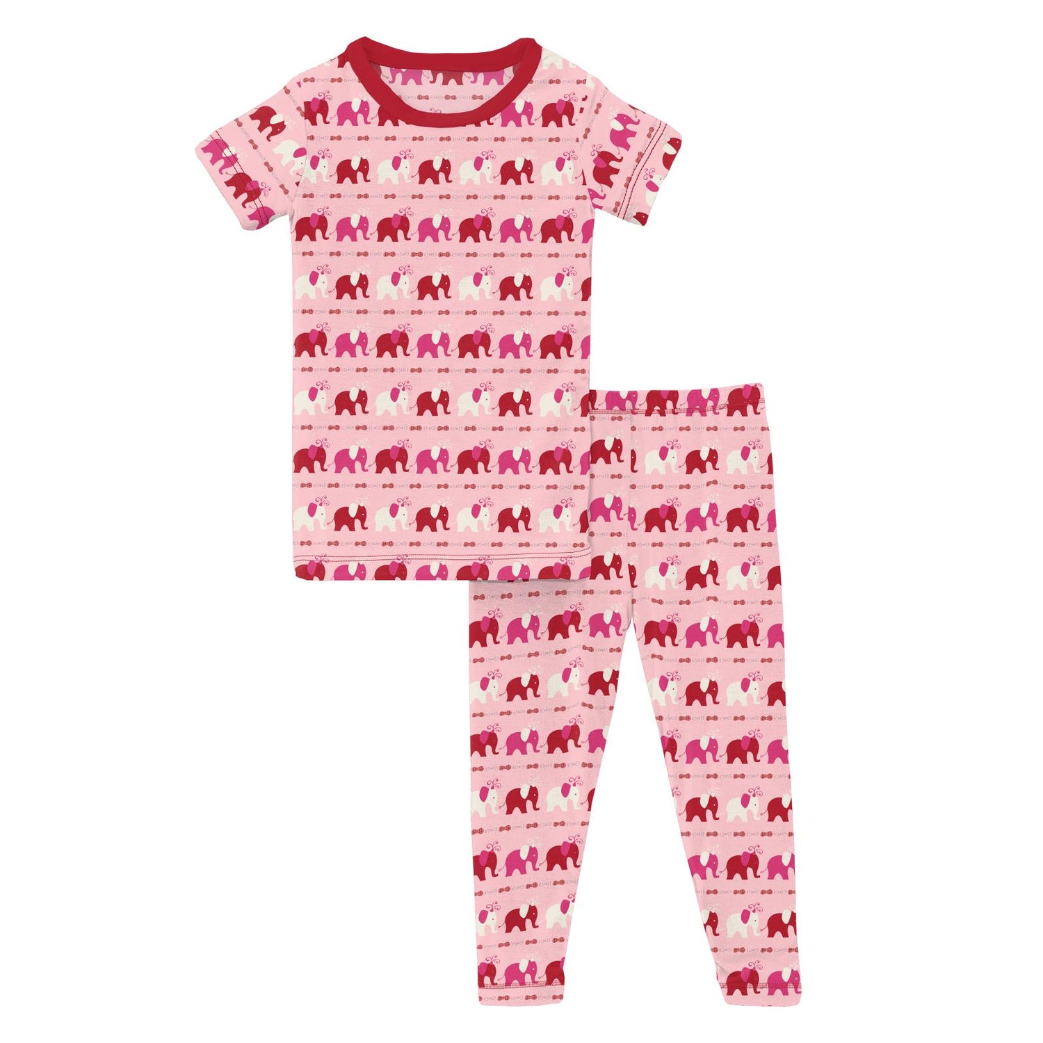 Print Short Sleeve Pajama Set in Calypso Elephant