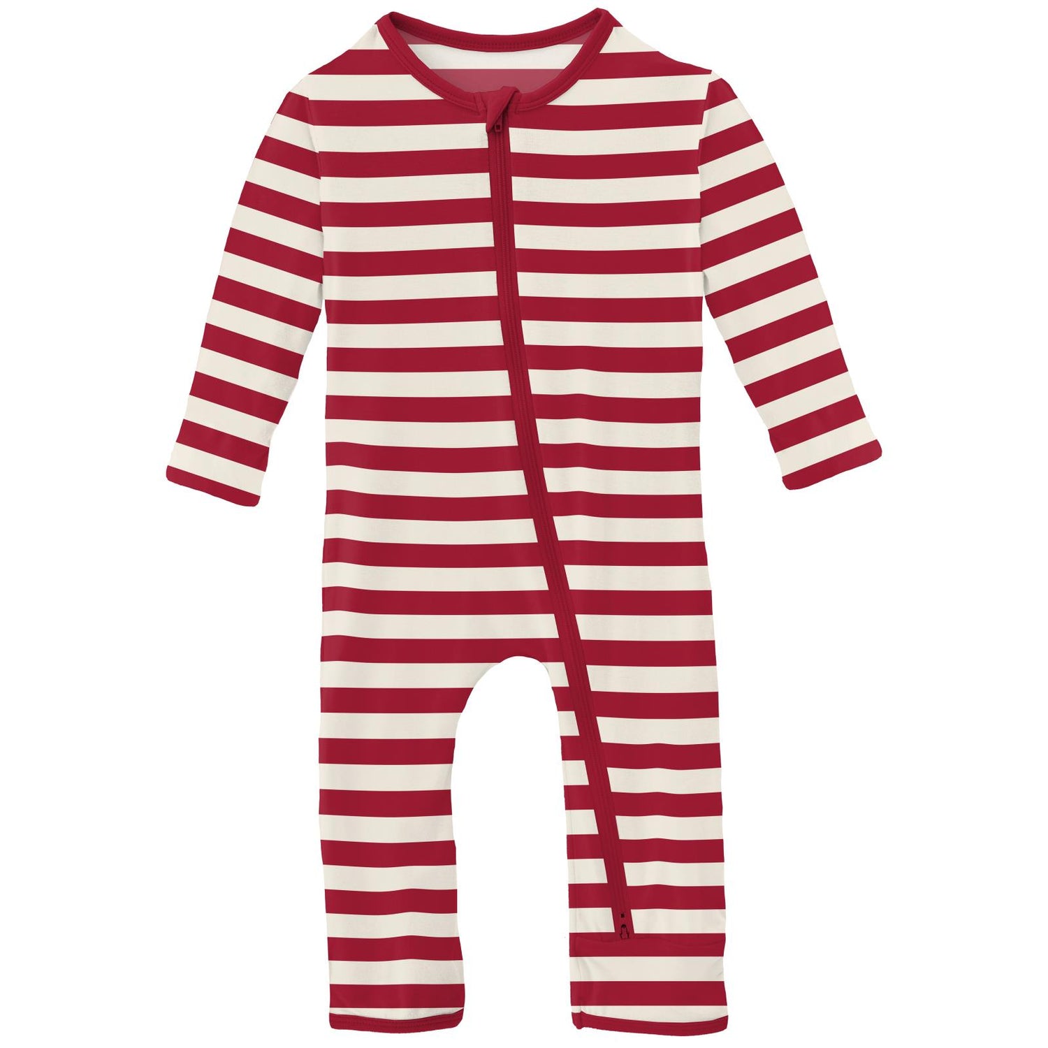 Print Coverall with 2 Way Zipper in Classic Candy Cane Stripe