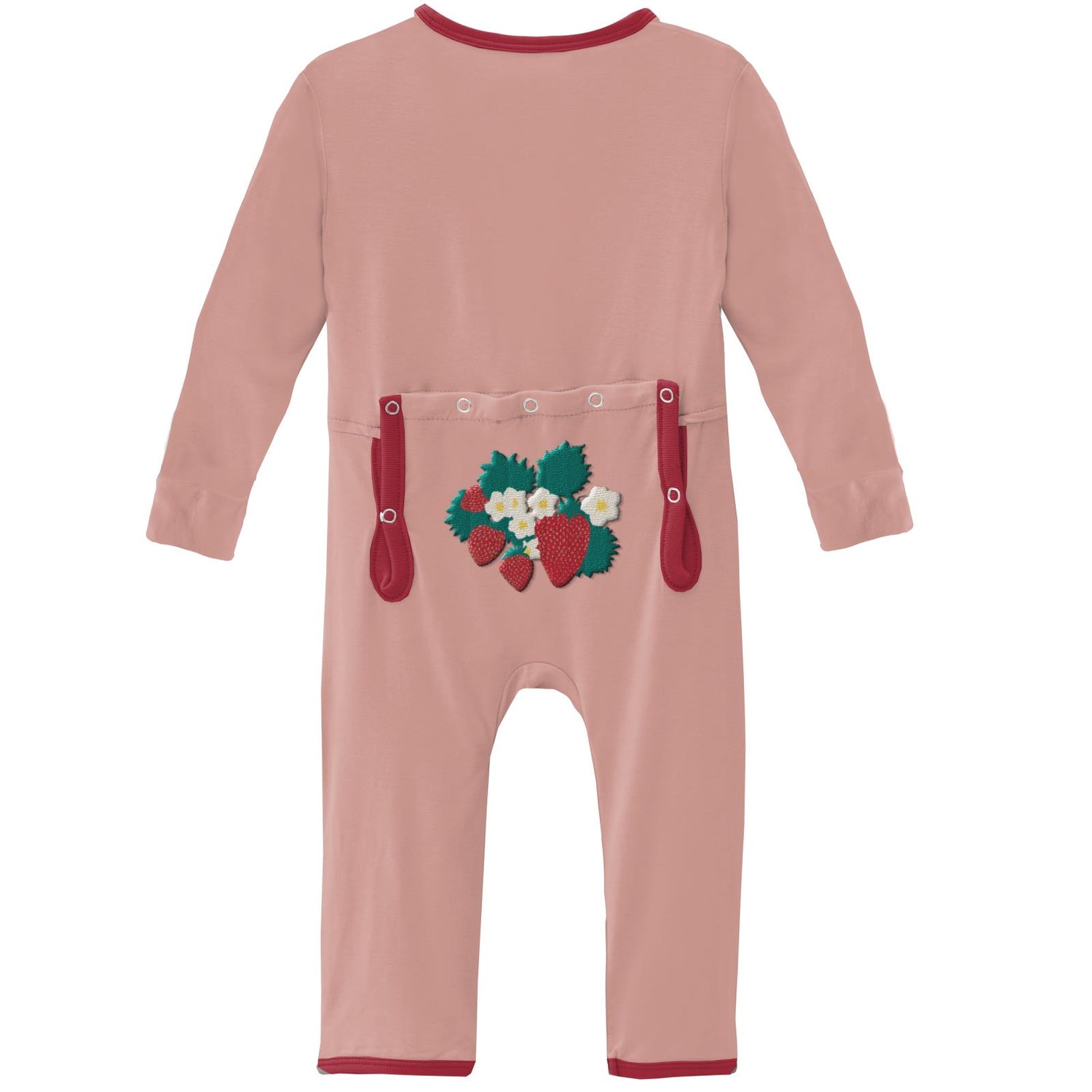 Applique Coverall with Zipper in Blush Strawberries