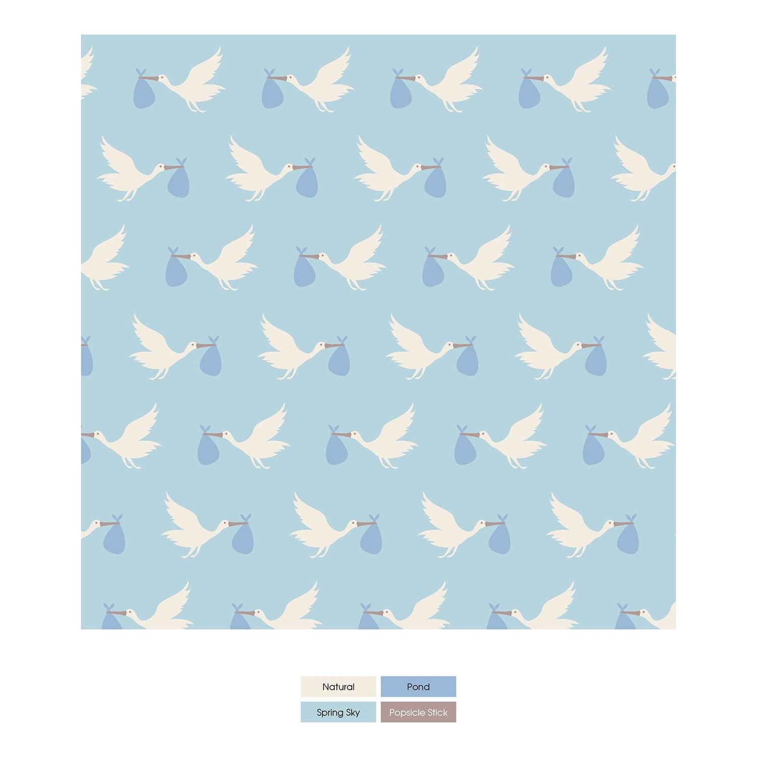 Print Convertible Sleeper with Zipper in Spring Sky Stork