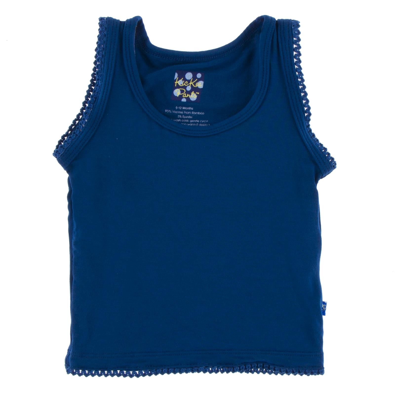 Navy Scallop Edge Tank, Knitwear, Clothing