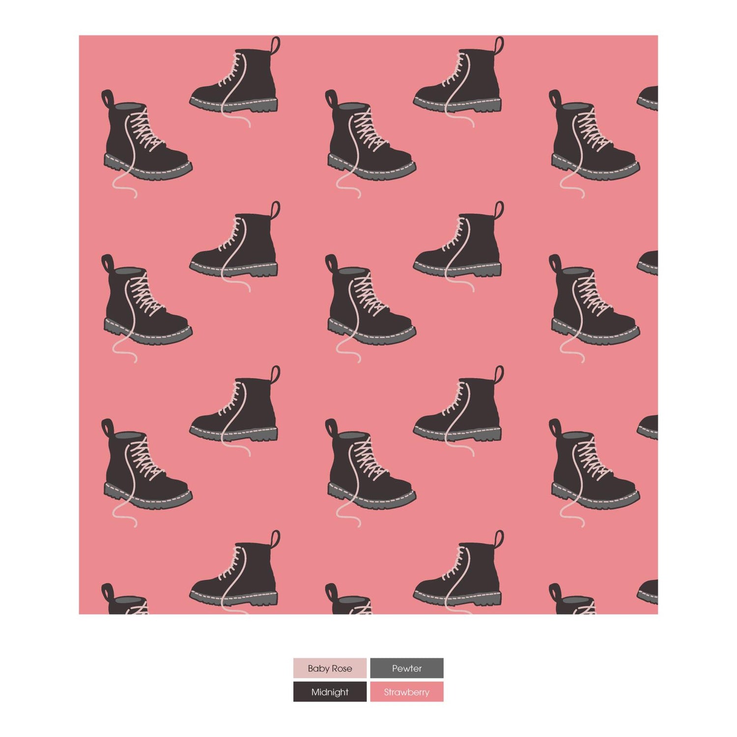 Print Footie with 2 Way Zipper in Strawberry Boots