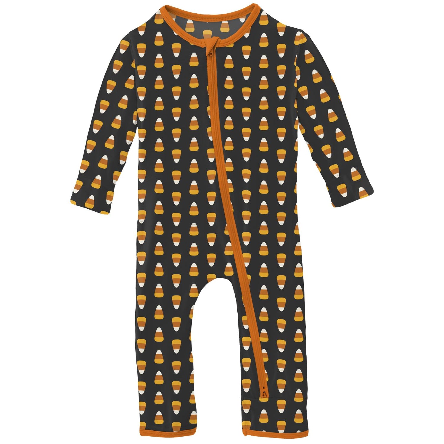 Print Coverall with 2 Way Zipper in Midnight Candy Corn