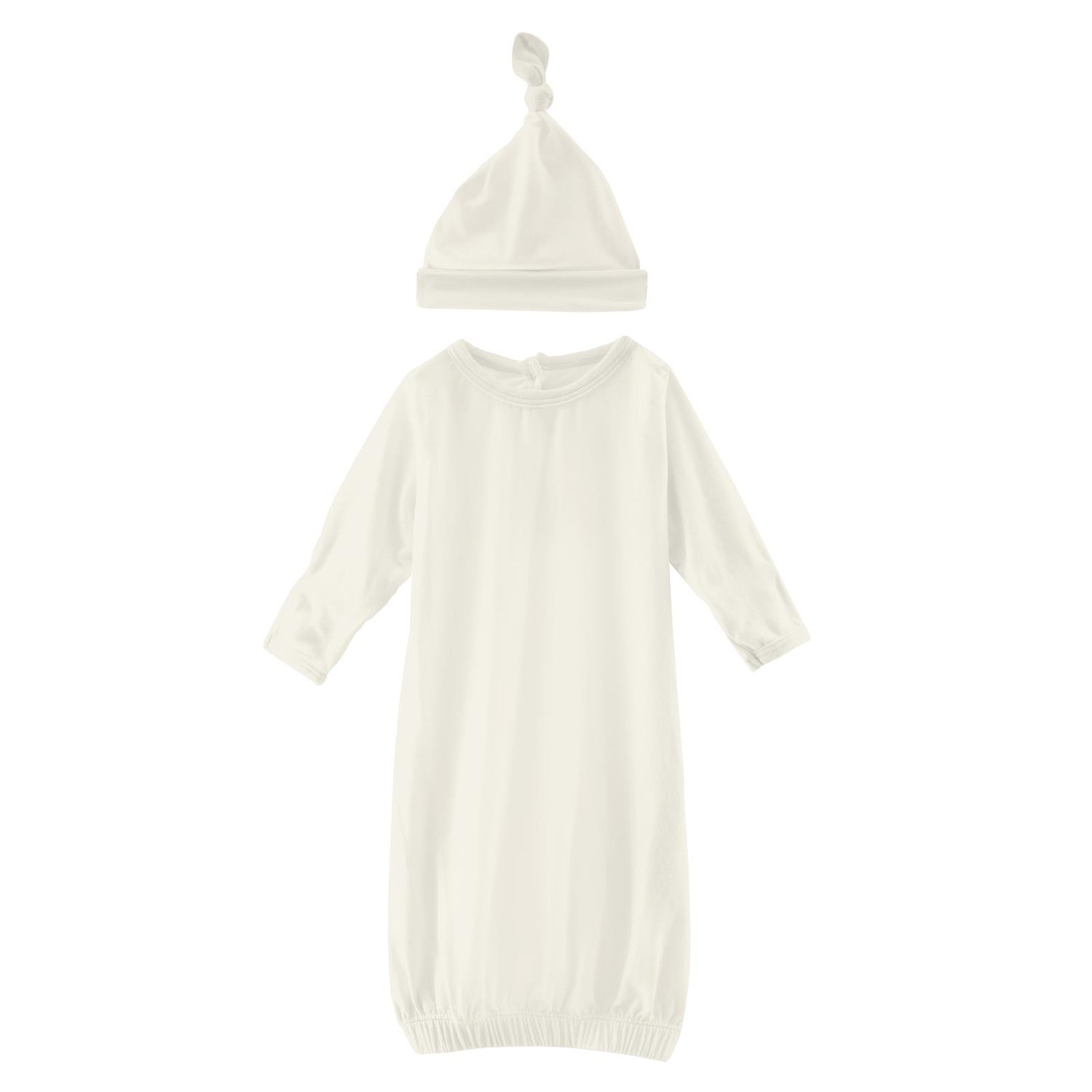 Layette Gown & Single Knot Hat Set in Natural