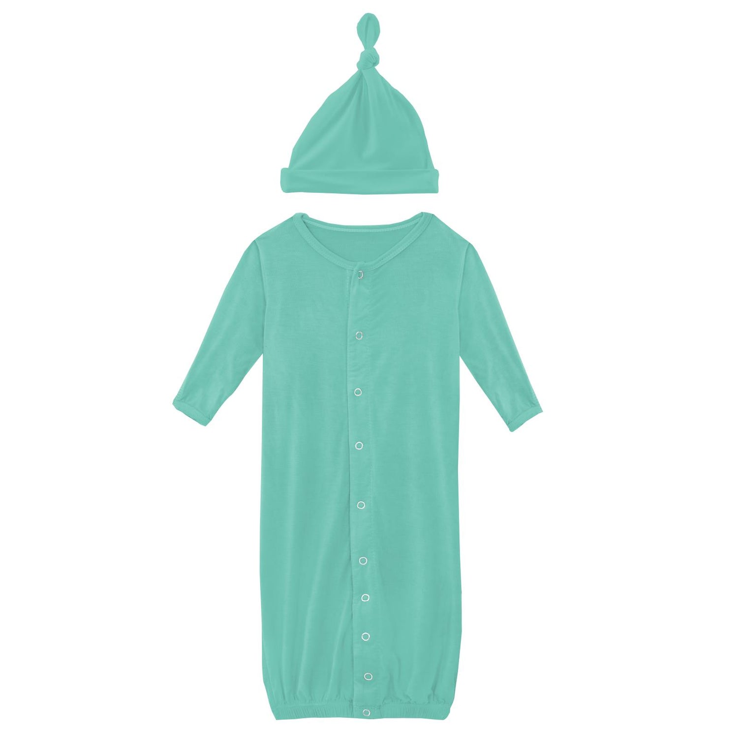 Layette Gown Converter & Single Knot Hat Set in Glass