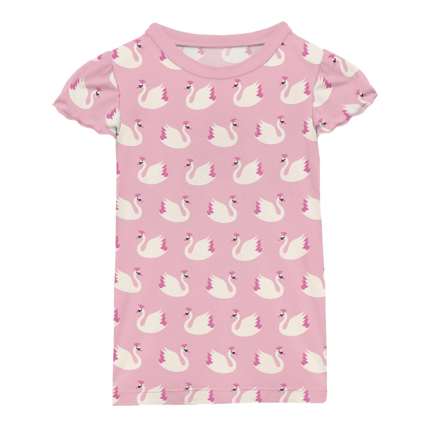 Print Tailored Fit Flutter Sleeve Tee in Cake Pop Swan Princess