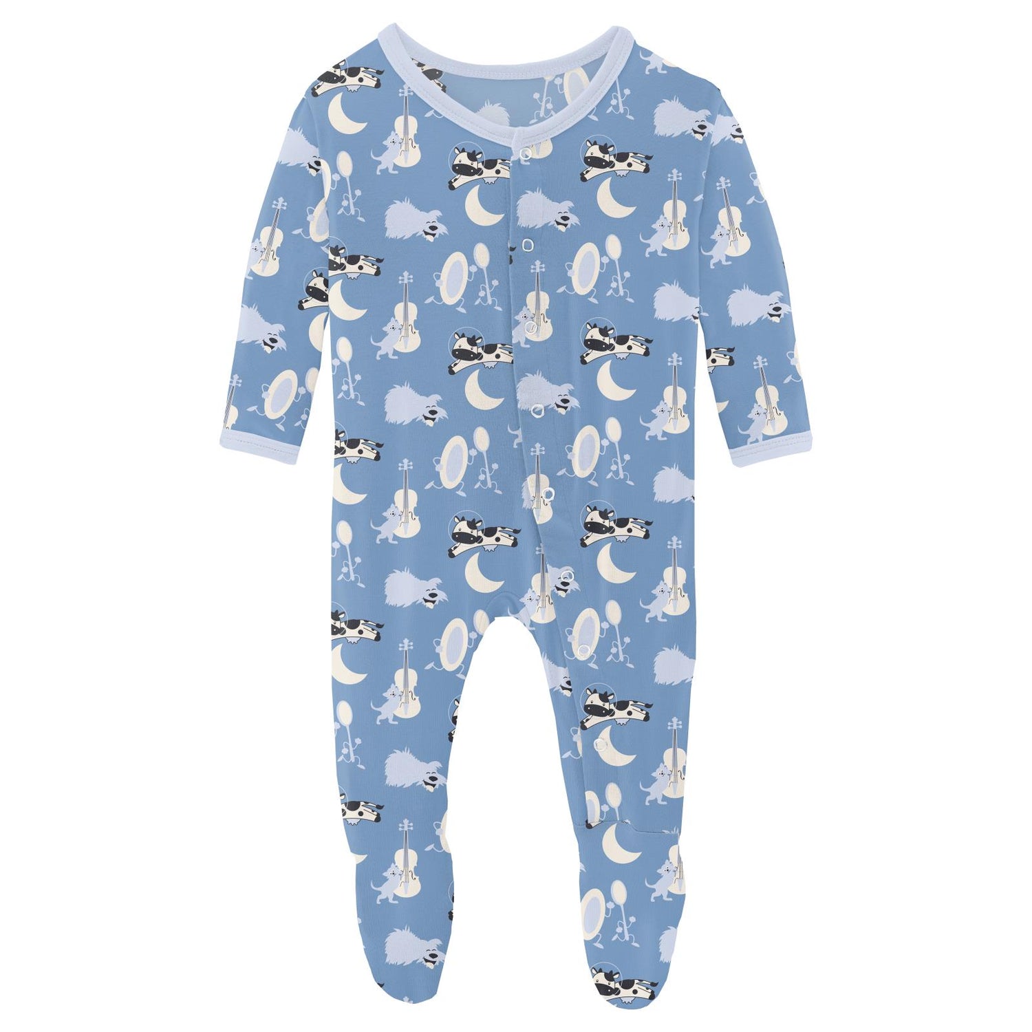 Print Footie with Snaps in Dream Blue Hey Diddle Diddle