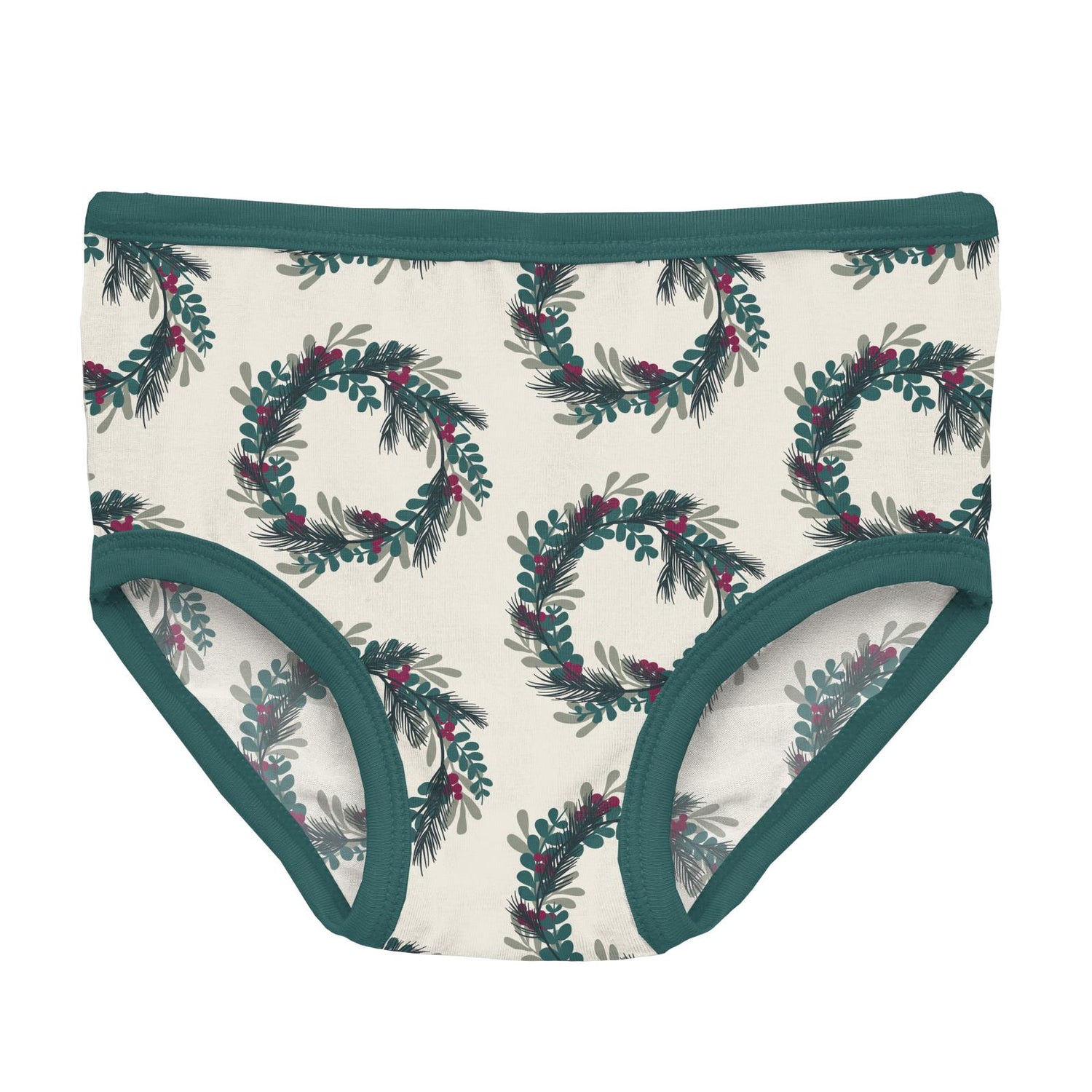 Print Girl's Underwear in Natural Holiday Wreath