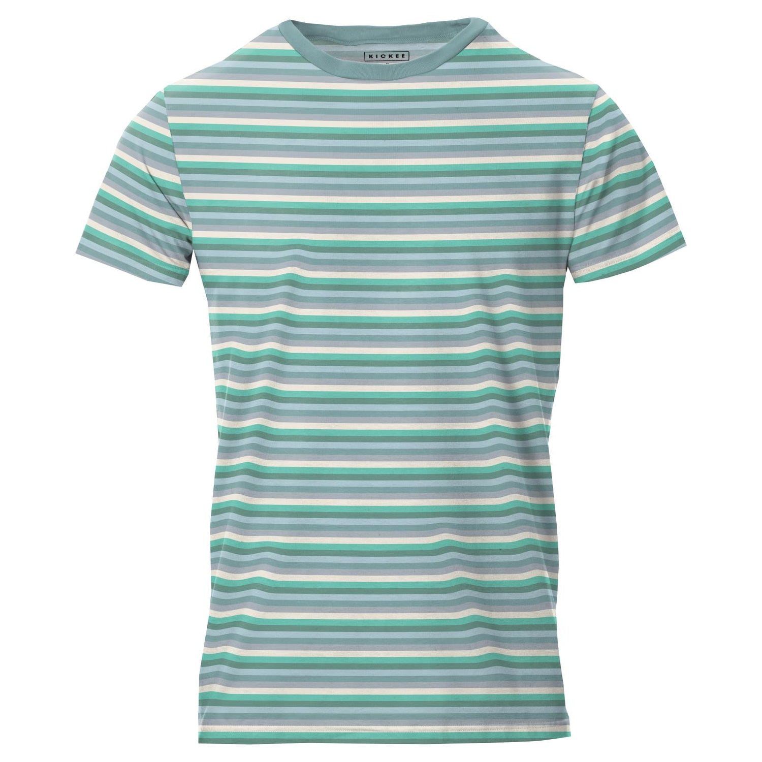 Men's Print Short Sleeve Luxe Crew Neck Tee in April Showers Stripe